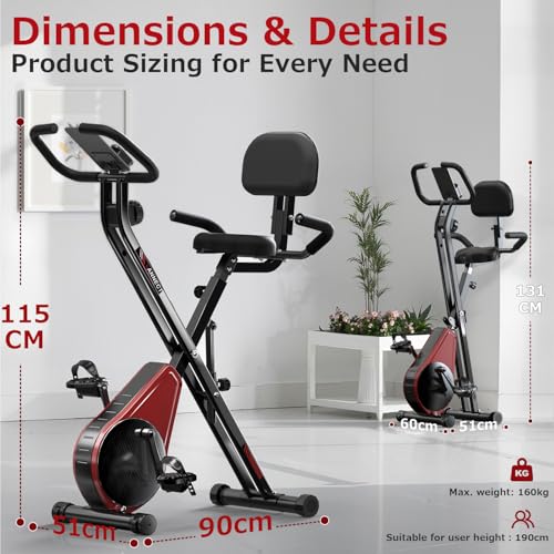 Thumbnail 3 de Vannect Bicicleta estática plegable con 16 niveles de resistencia magnética y monitor LCD (para casa)