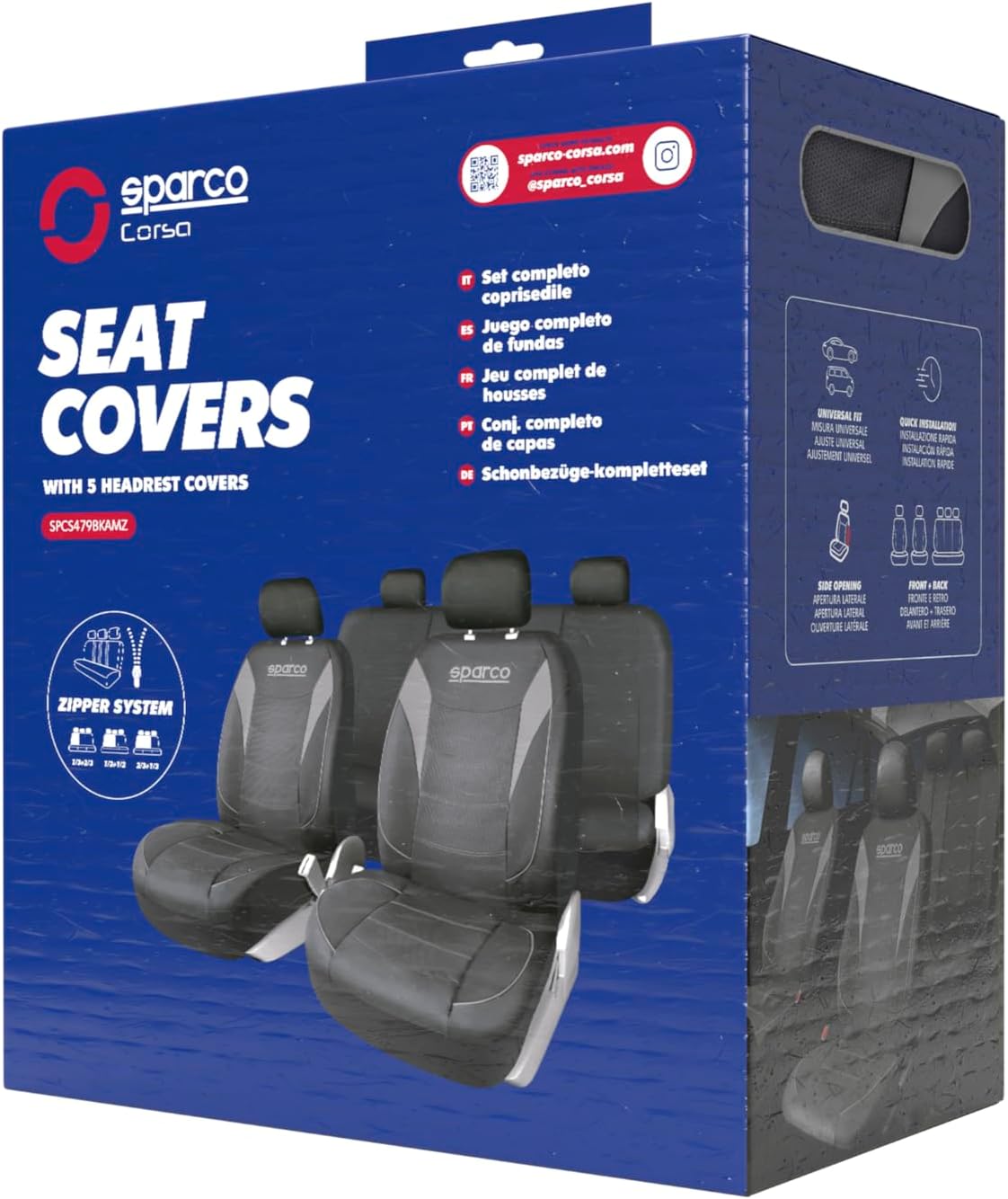 Thumbnail 6 de Sparco Set completo di coprisedili per auto a 5 posti (9 pezzi) – Amazon Exclusive, PVC resistente con sistema a cerniera