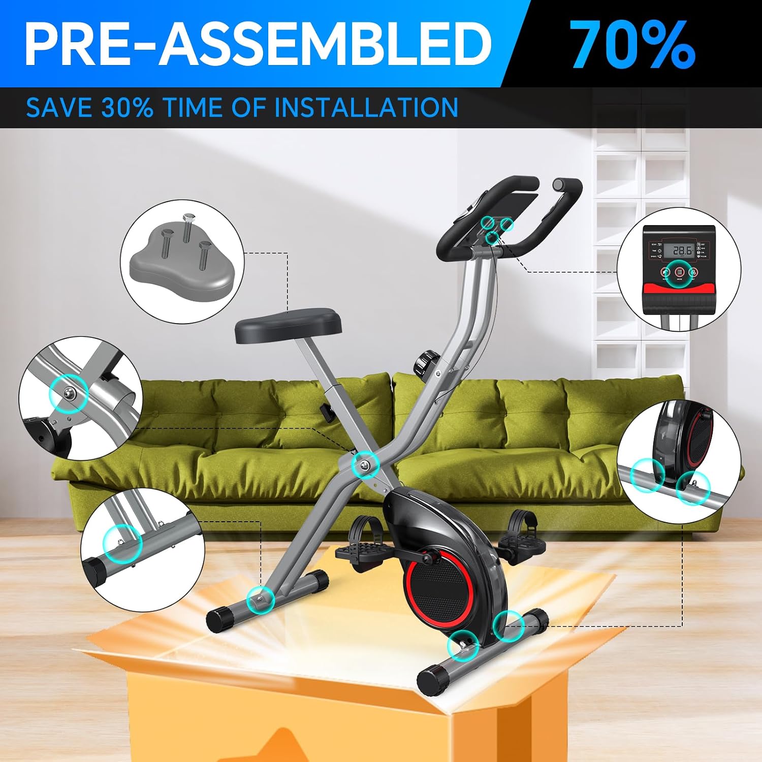 Thumbnail 2 de Foldable Exercise Bike with 16-Level Resistance ⚙
