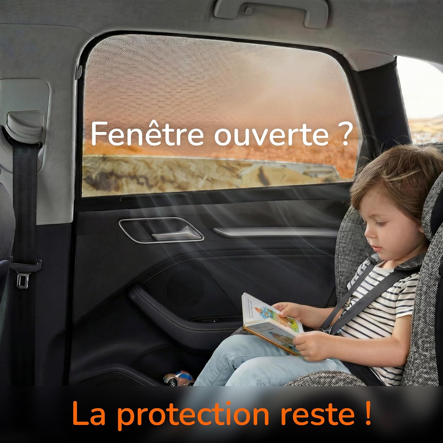 Detalle de Upgrade4cars : 4 pare-soleil pour voiture bébé — TÜV UPF 15, protection UV et occultation des vitres latérales