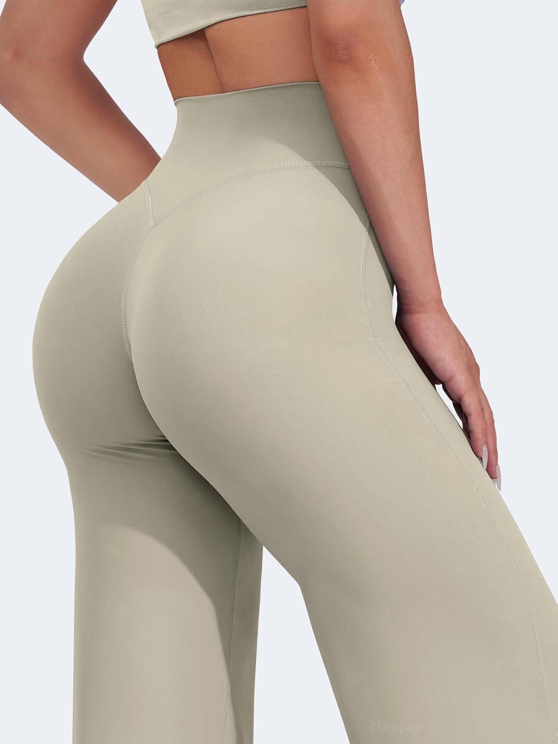 Detalle de VOYJOY High-Waist Wide-Leg Lounge Leggings (Straight Leg) — Stretch Casual Sweatpants for Women