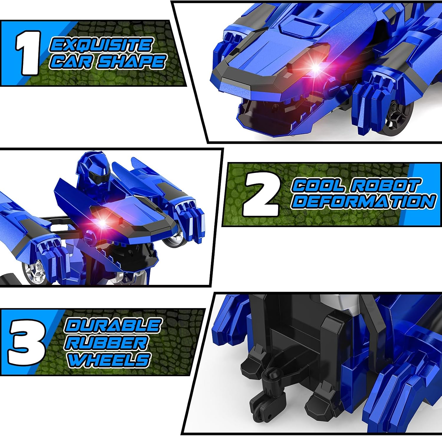 Detalle de Kroyedfuw NO.8889 Dinosaur Transform RC Car with One-Button Switch, 360° Spin