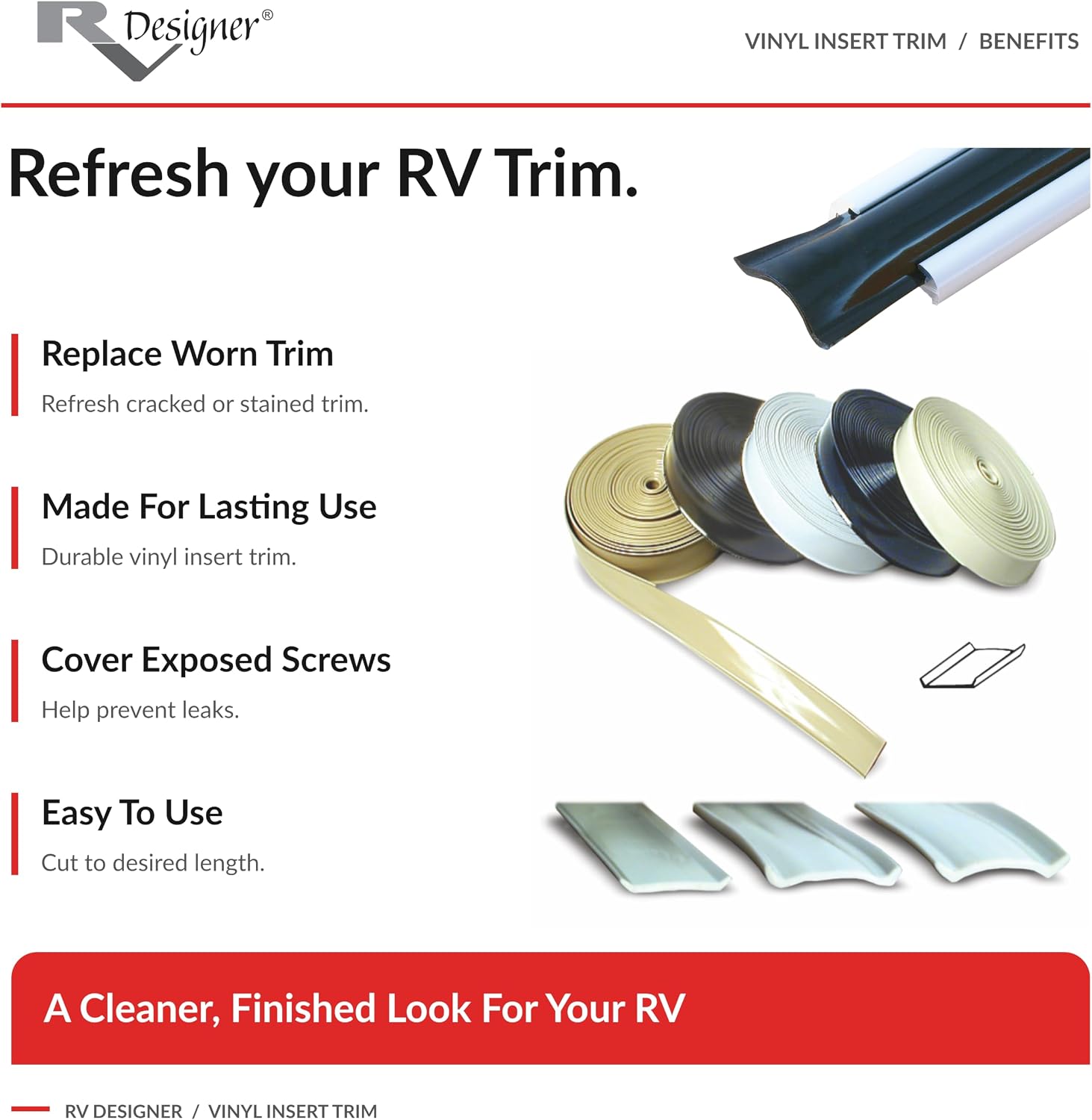 Detalle de RV Designer Vinyl Trim Insert, 1" x 100