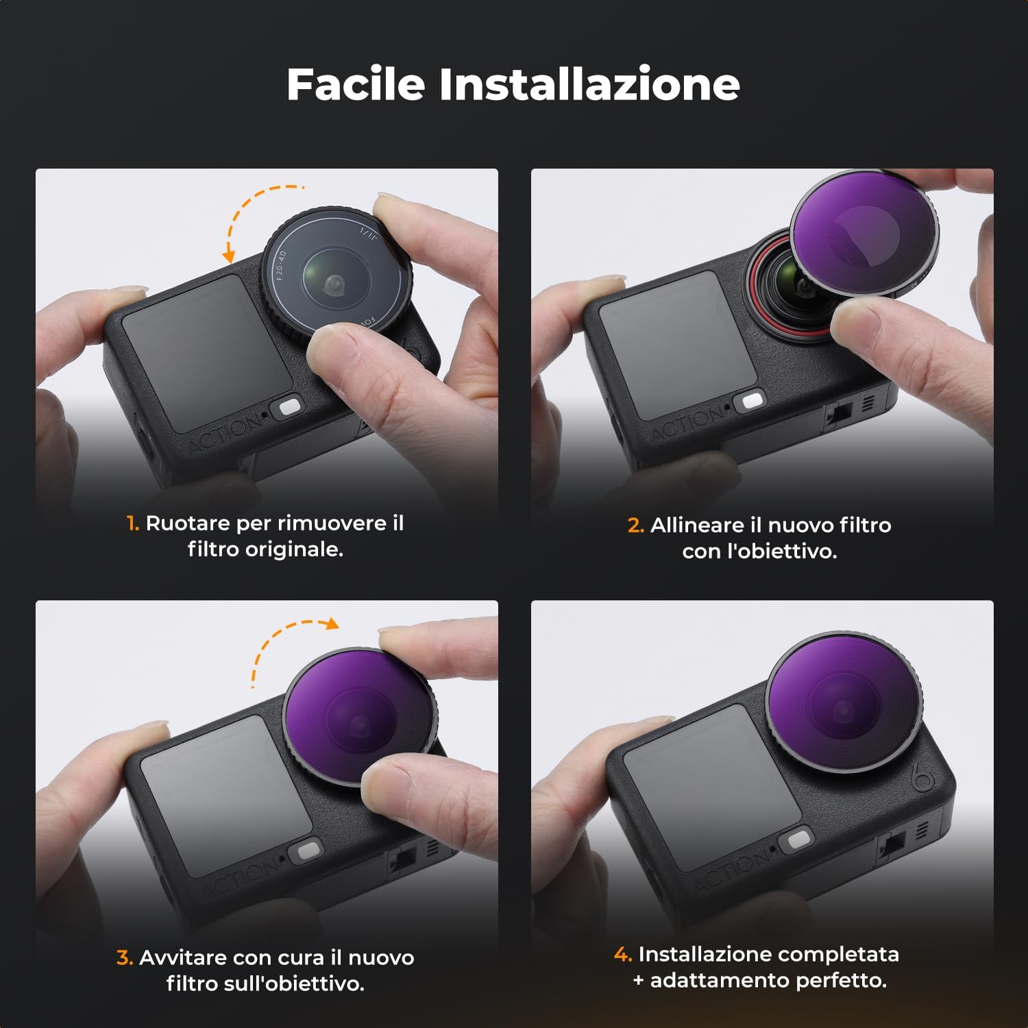 Thumbnail 5 de K&F CONCEPT Kit filtri HD CPL e ND per DJI Osmo Action 6 (ND8–ND256)