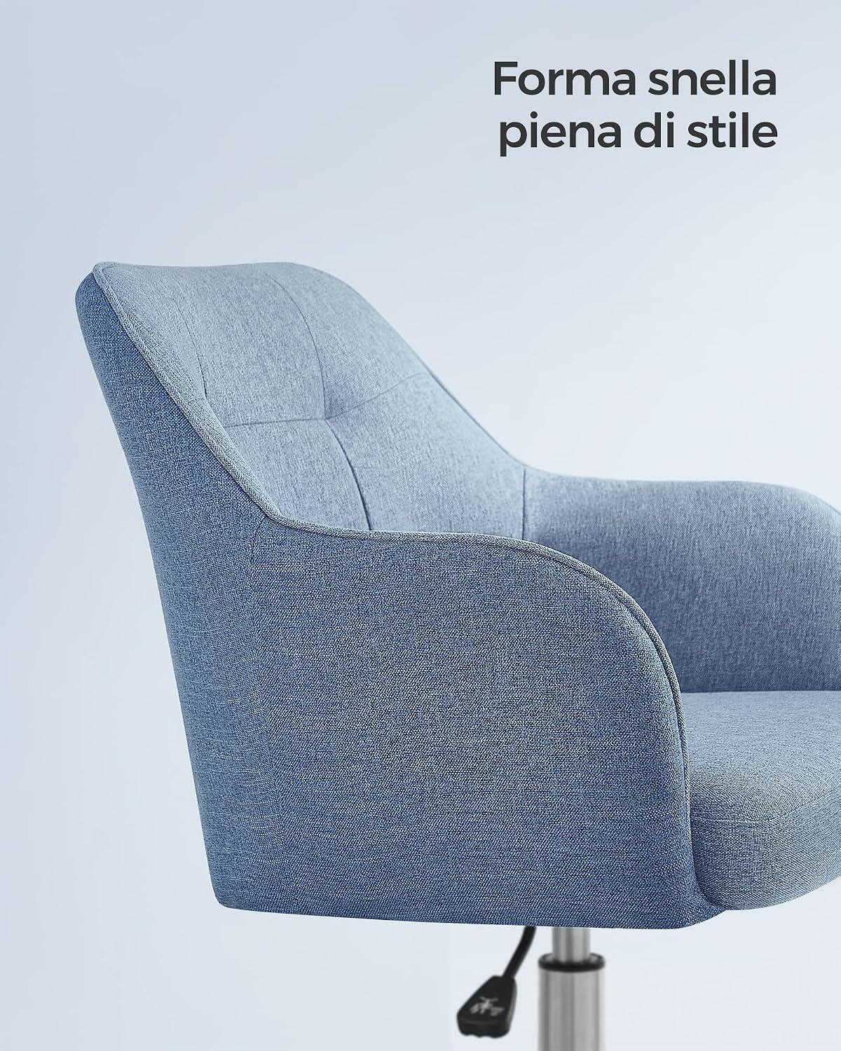 Detalle de SONGMICS OBG019Q01 sedia da studio girevole regolabile in altezza in tessuto cotone-lino blu