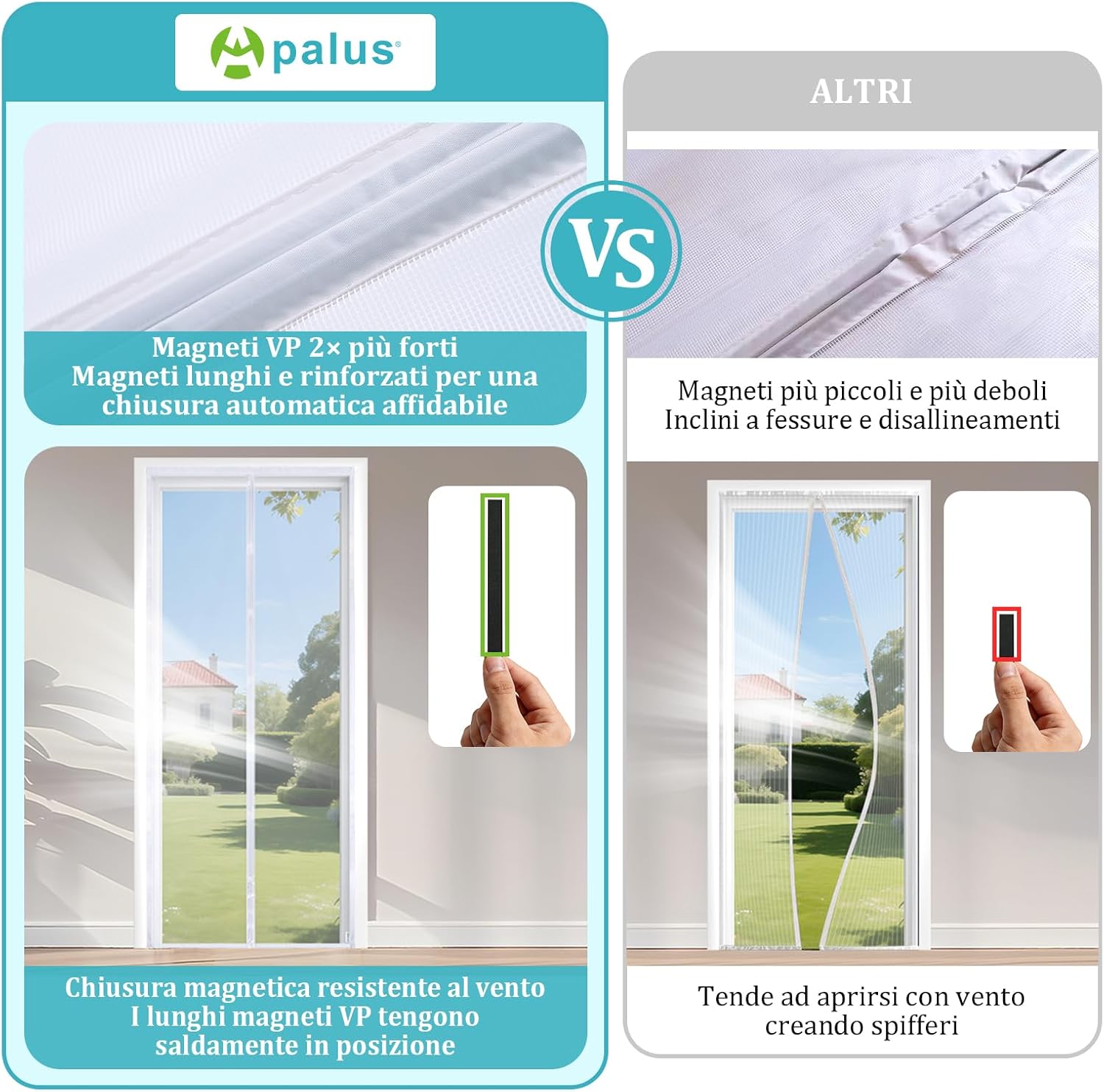 Thumbnail 3 de Apalus VP Zanzariera Magnetica per Porta Balcone 140×240 cm: maggiore resistenza e chiusura affidabile