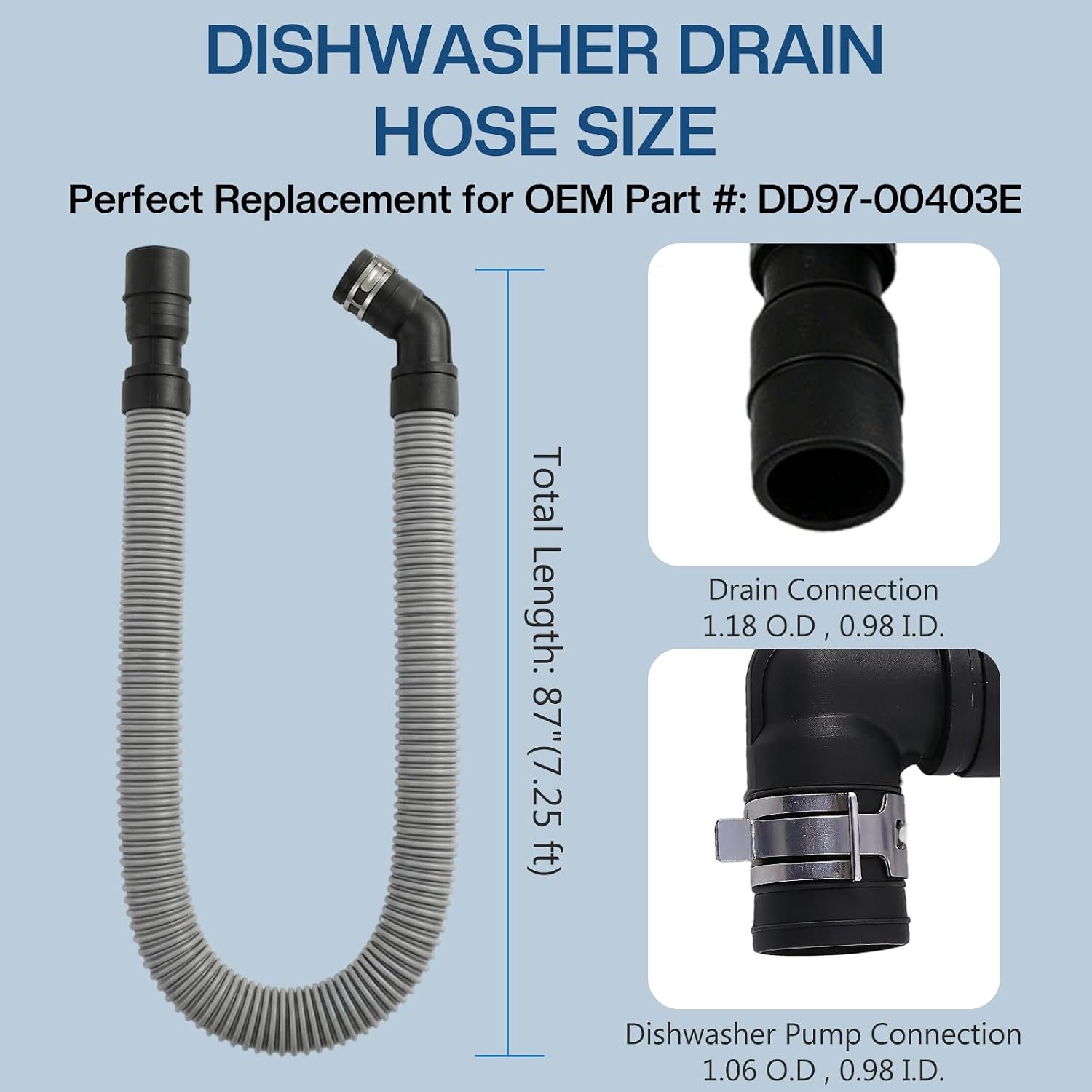 Detalle de DD97-00403E Dishwasher Drain Hose Assembly
