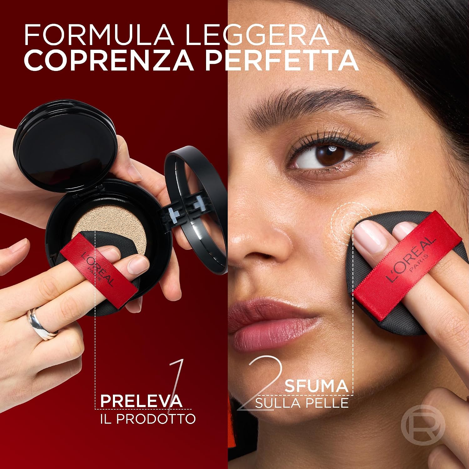 Detalle de L’Oréal Paris Infaillible Air Wear Cushion (tono 100) – fondotinta cushion leggero e traspirante, tenuta fino a 24 ore