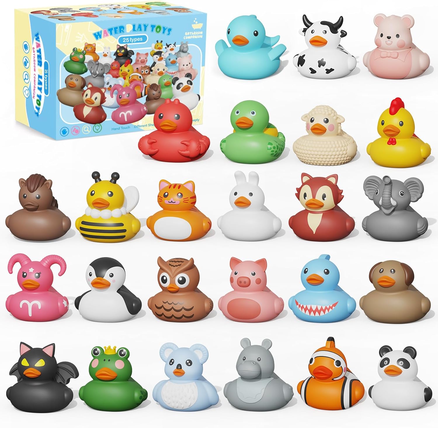 Thumbnail 6 de 12er Set Badeente Baby Gummiente – lochfreies weiches Badespielzeug für Kinder ab 18 Monaten