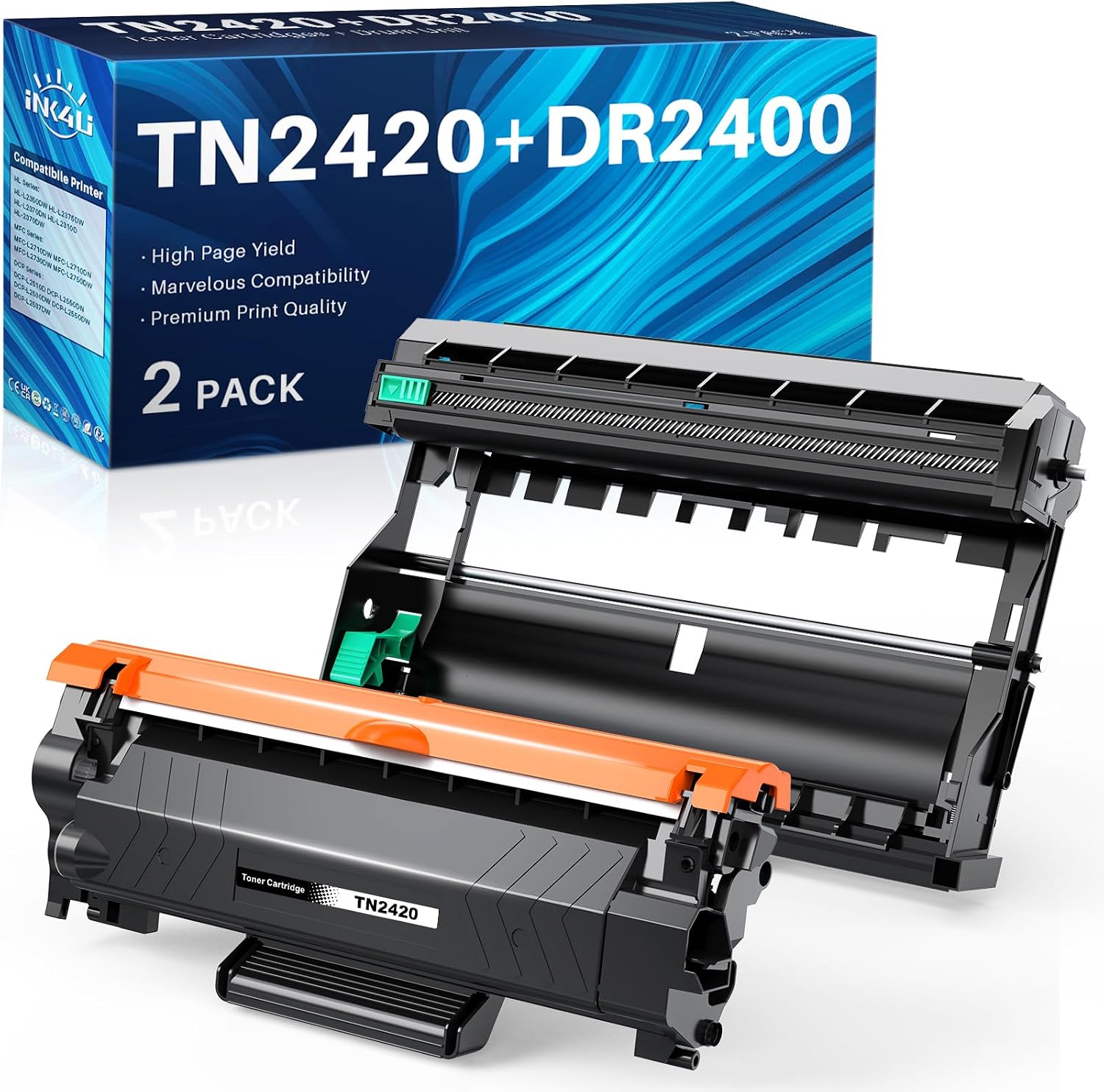 Detalle de INK4U TN2420 Toner + DR2400 Tamburo 3.000/12.000 pag.