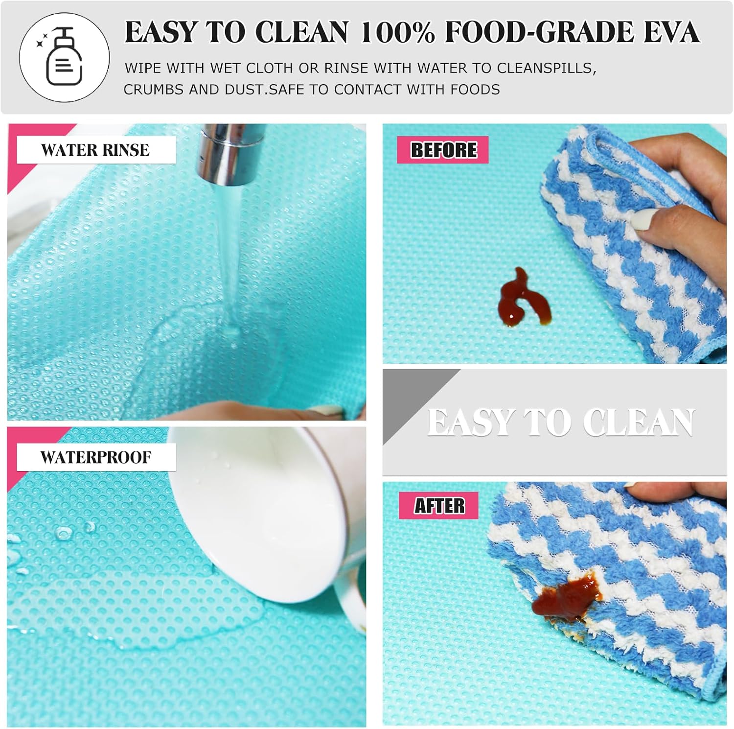 Detalle de Daixers 10-Pack Washable Fridge Liner Mats (Food-Grade EVA, Blue)