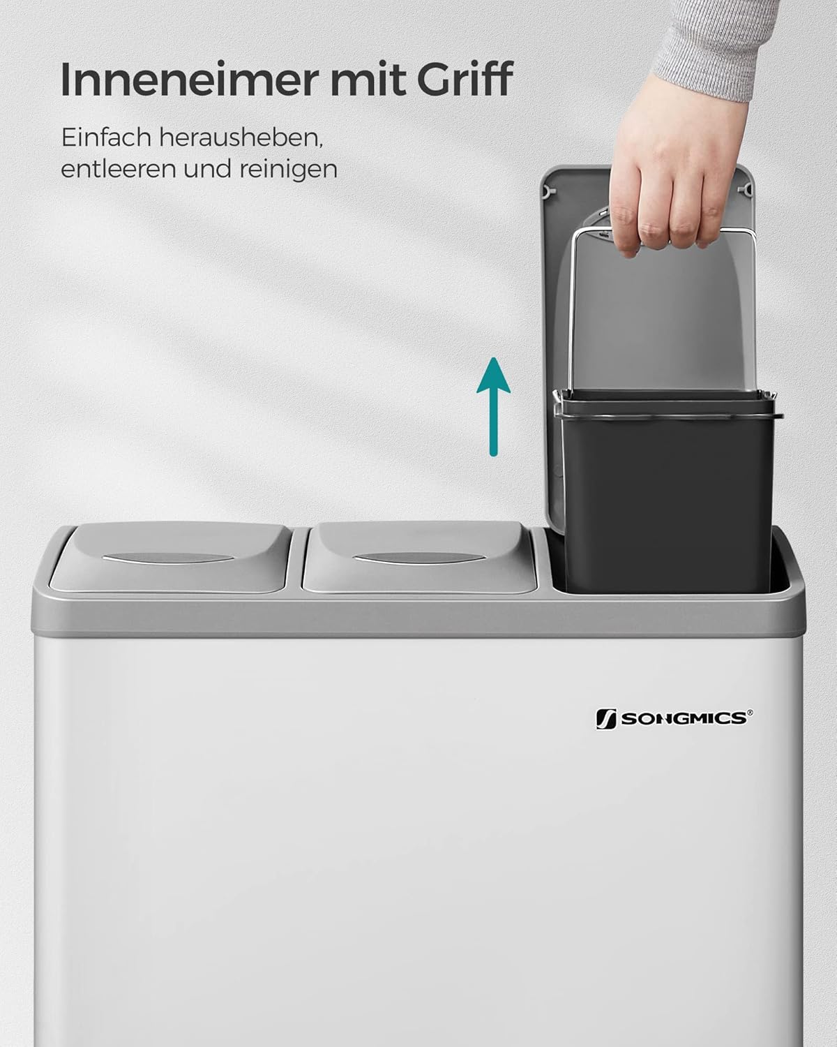 Detalle 2 de SONGMICS Küchen-Mülltrennsystem 3x8 L