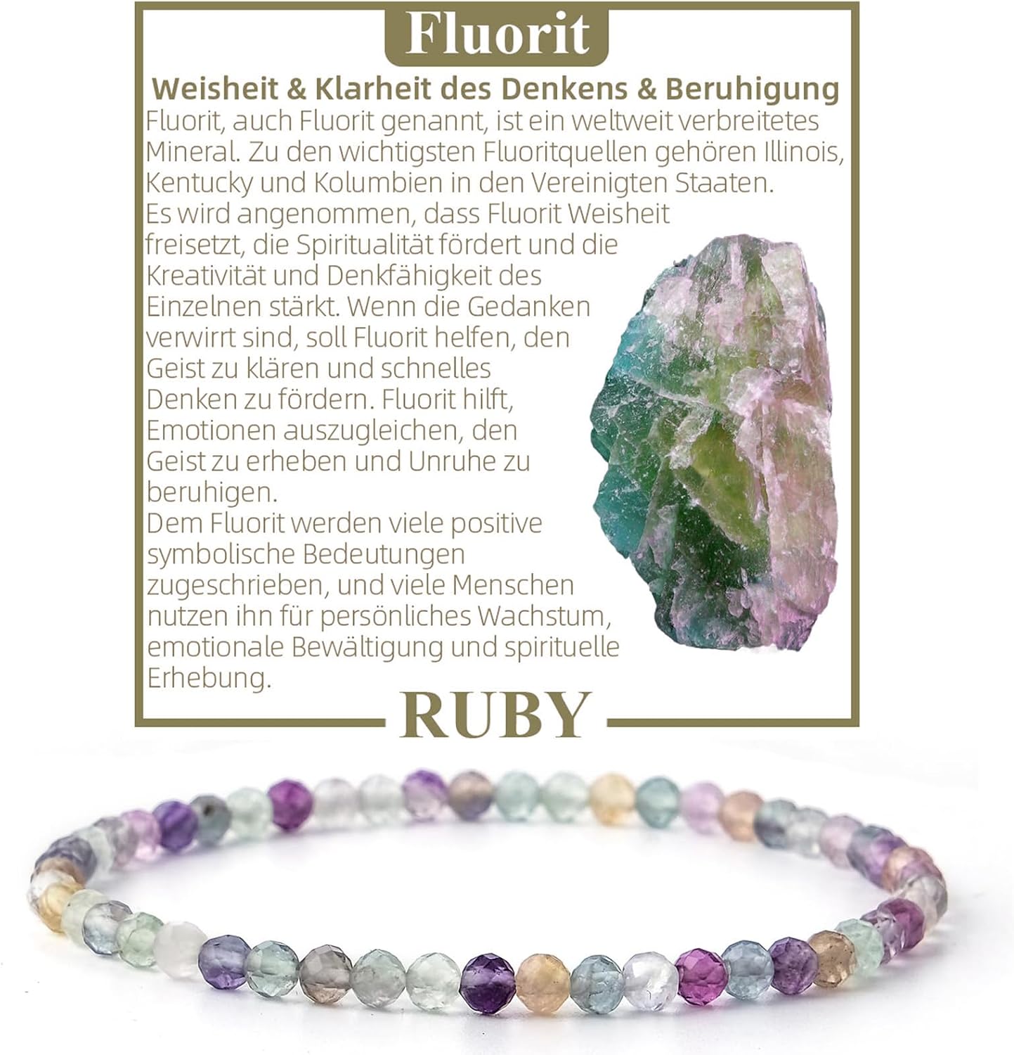 Detalle de RUBY Perlenarmband Damen 4mm