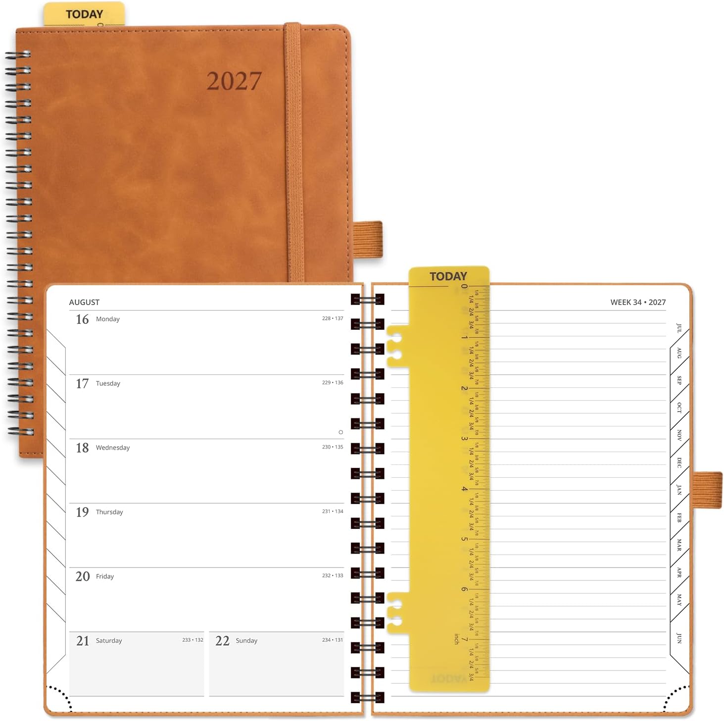 Detalle de POPRUN 2027 Planner, 6.5" x 8.5", Weekly and Monthly, 100 GSM Paper