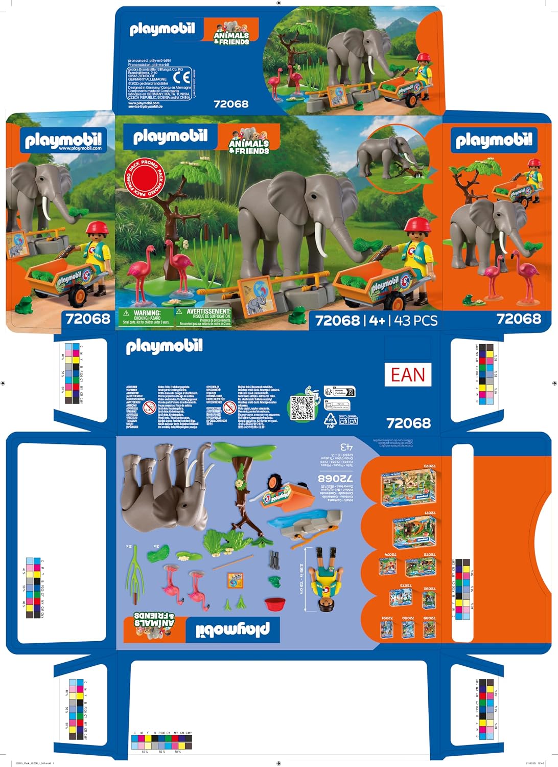Thumbnail 6 de PLAYMOBIL Animals & Friends: Elefant mit Tierpfleger – Zoo-Set mit 4 Tieren & Gehege-Zubehör (72068)