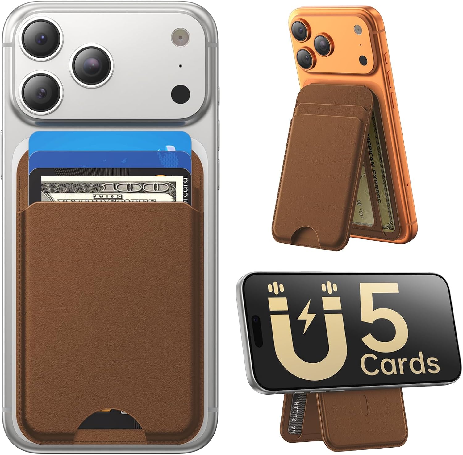 Detalle de Fanseesy MagSafe Wallet with Stand for iPhone (5 Card Slots)