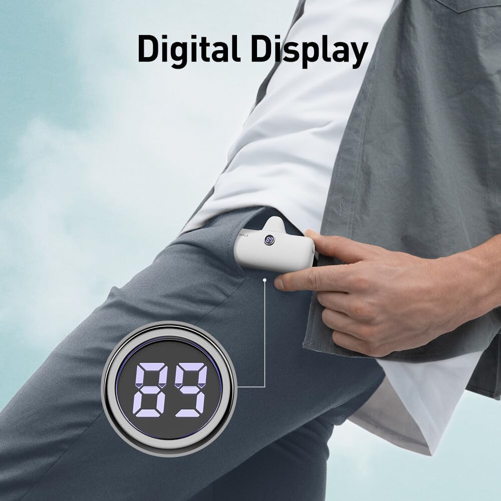 Detalle de iWALK USB-C Portable Charger 4800mAh 20W – Compact Power Bank with LED Display
