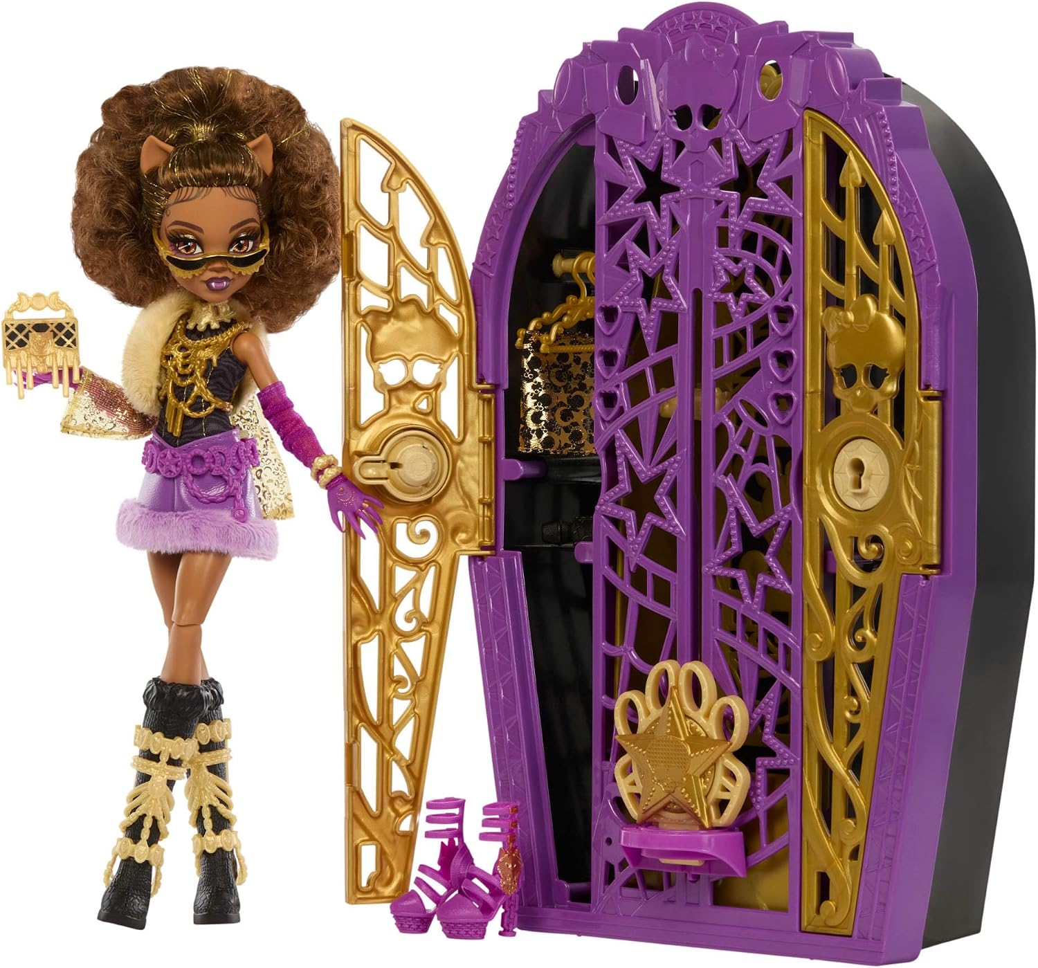 Detalle de Monster High Skulltimate Secrets Hauntlywood Mysteries Clawdeen Wolf doll set (JBG80) with reveal closet and 19+ glam surprises