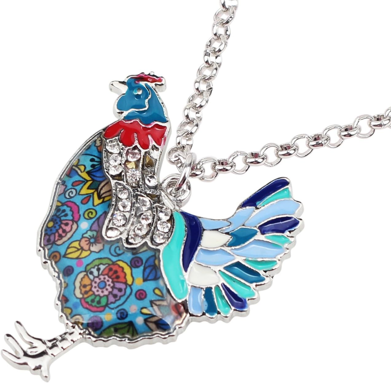 Thumbnail 2 de WEVENI Emaille Huhn Halskette mit Hahn-Anhänger – zierliche Charms Kette für Bauernhoftiere