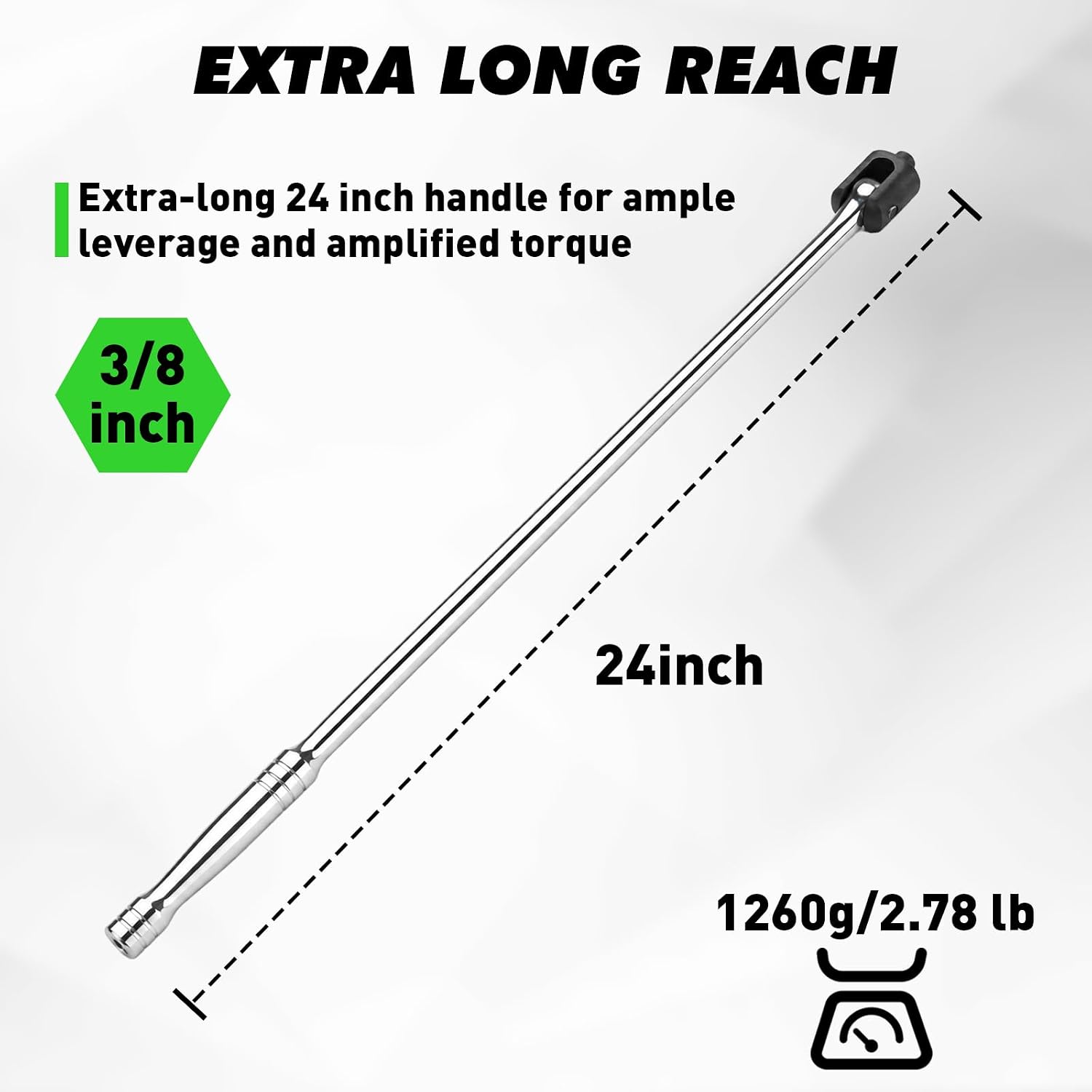 Detalle 2 de SWANLAKE GARDEN TOOLS 66218 24-Inch 3/8-Inch Drive Flex Head Breaker Bar