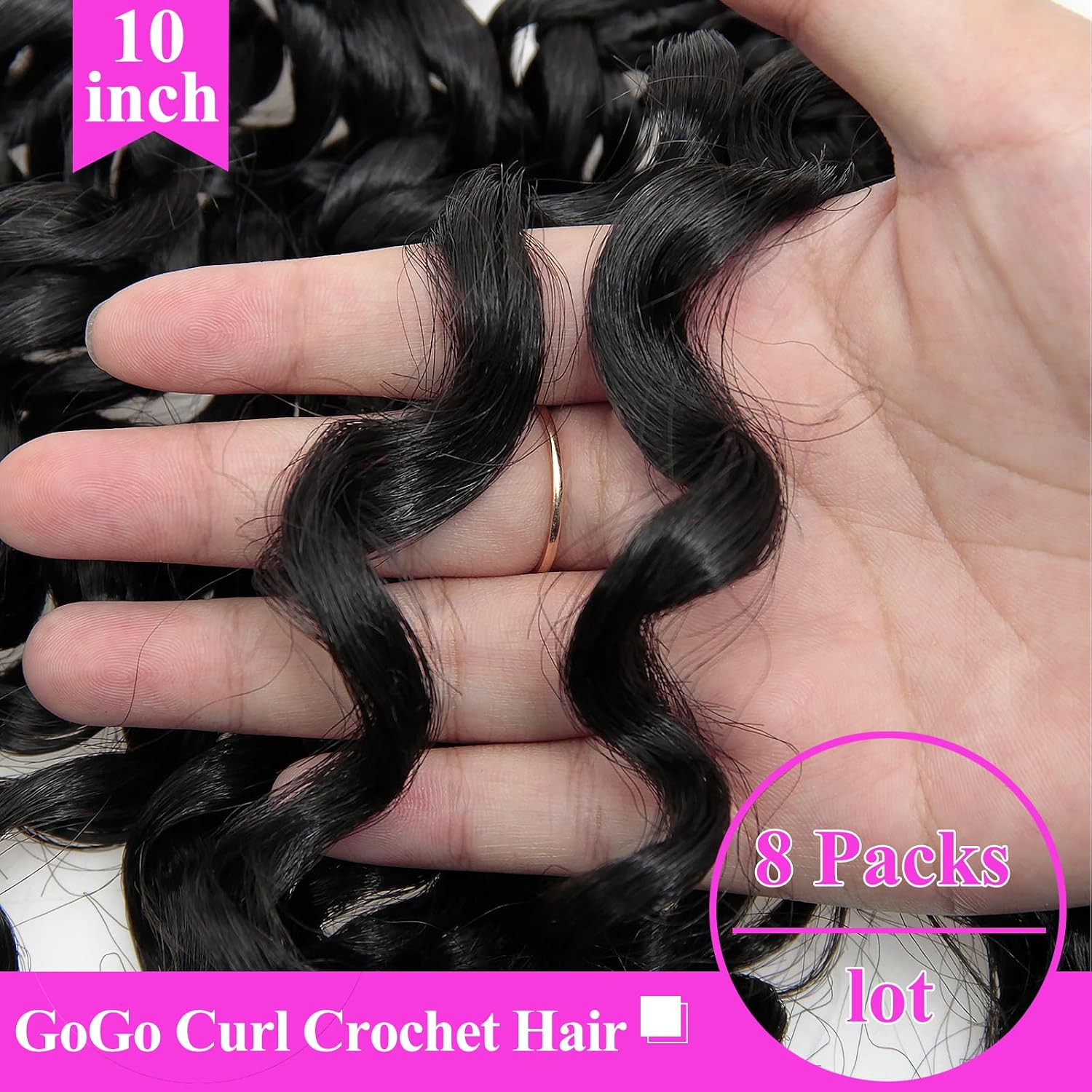Thumbnail 4 de XSASLYET Pre Looped GoGo Curl Crochet Hair – 10 Inch, 8 Packs, P1B/30