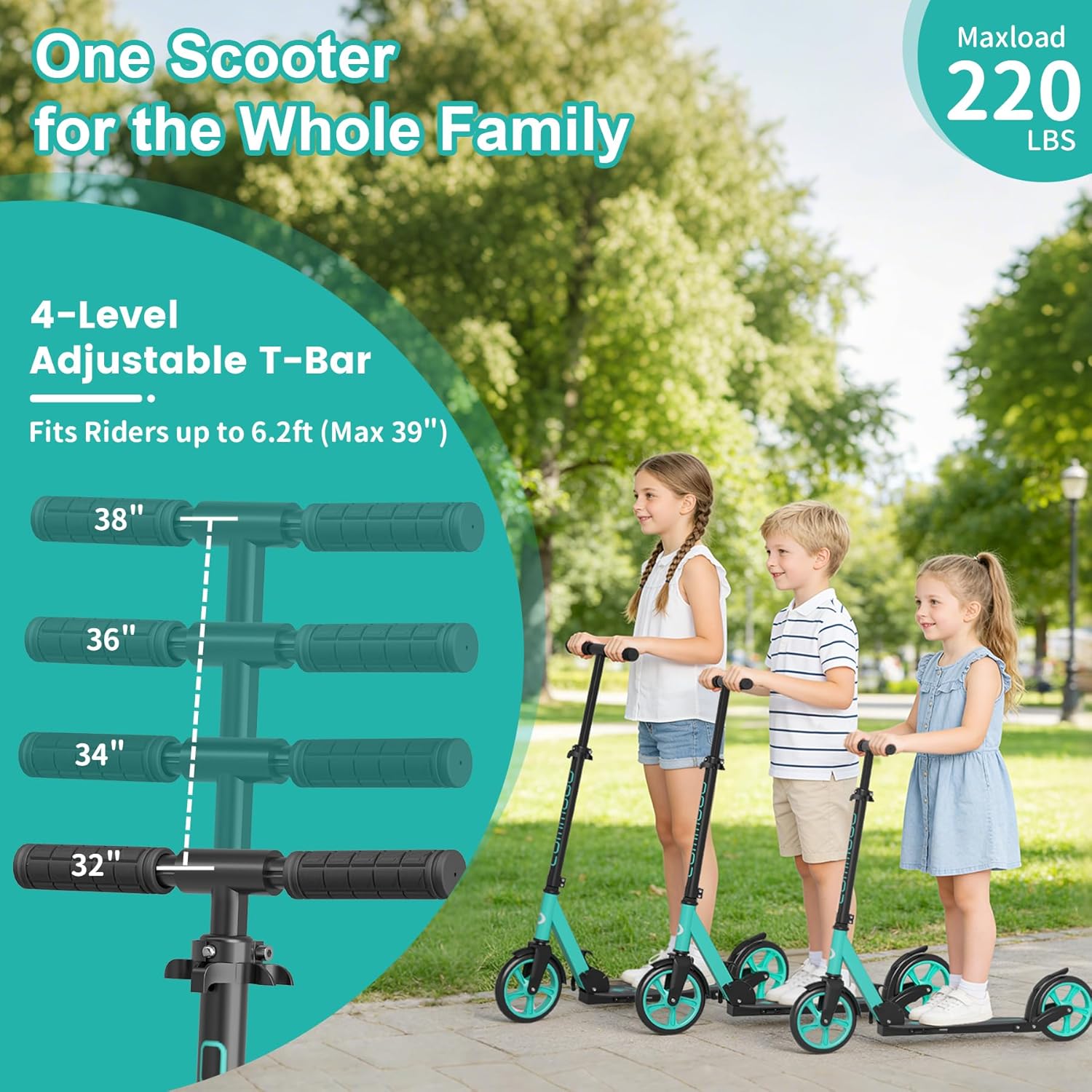 Detalle 2 de Kick Scooter 8-Inch Wheels 240 lbs 🛴