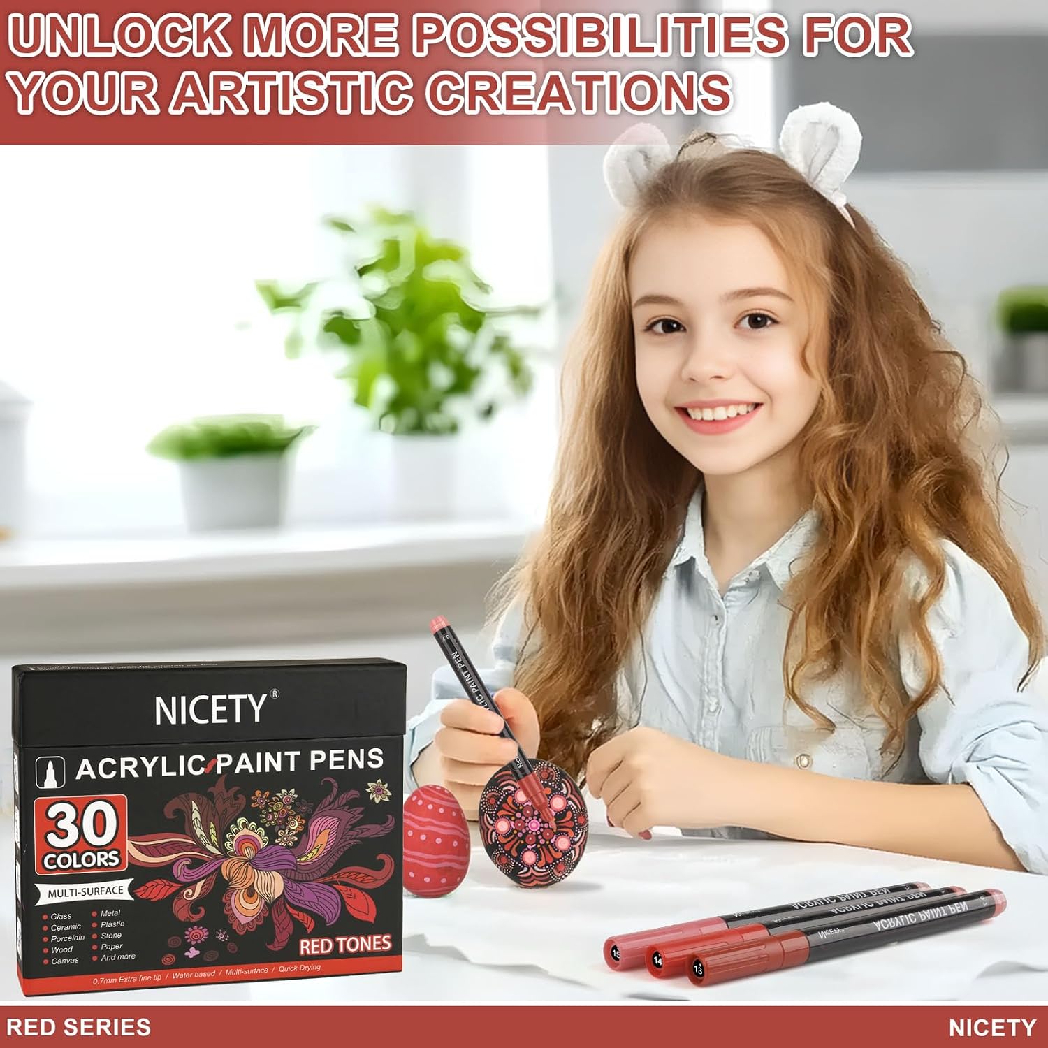 Thumbnail 6 de NICETY 30Pcs Acrylic Paint Pens Red