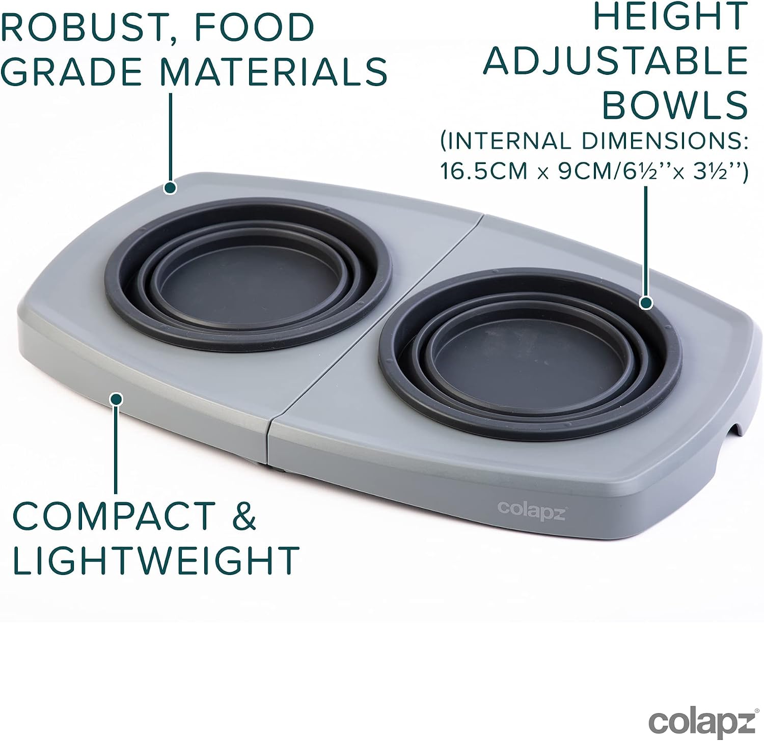 Detalle de Colapz Collapsible Dog Bowls with Adjustable Stand – Foldable Elevated Feeding for Pets