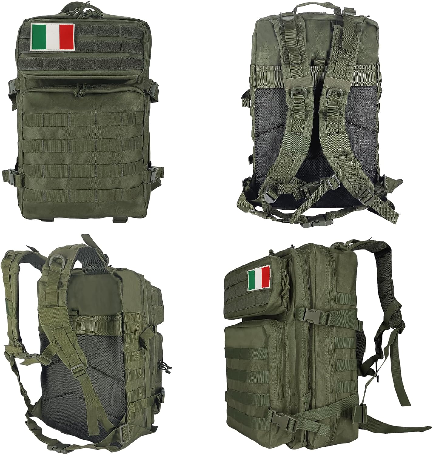 Detalle de Oreunik Zaino Militare 45L: zaino tattico impermeabile con sistema Molle per trekking e campeggio (Verde)