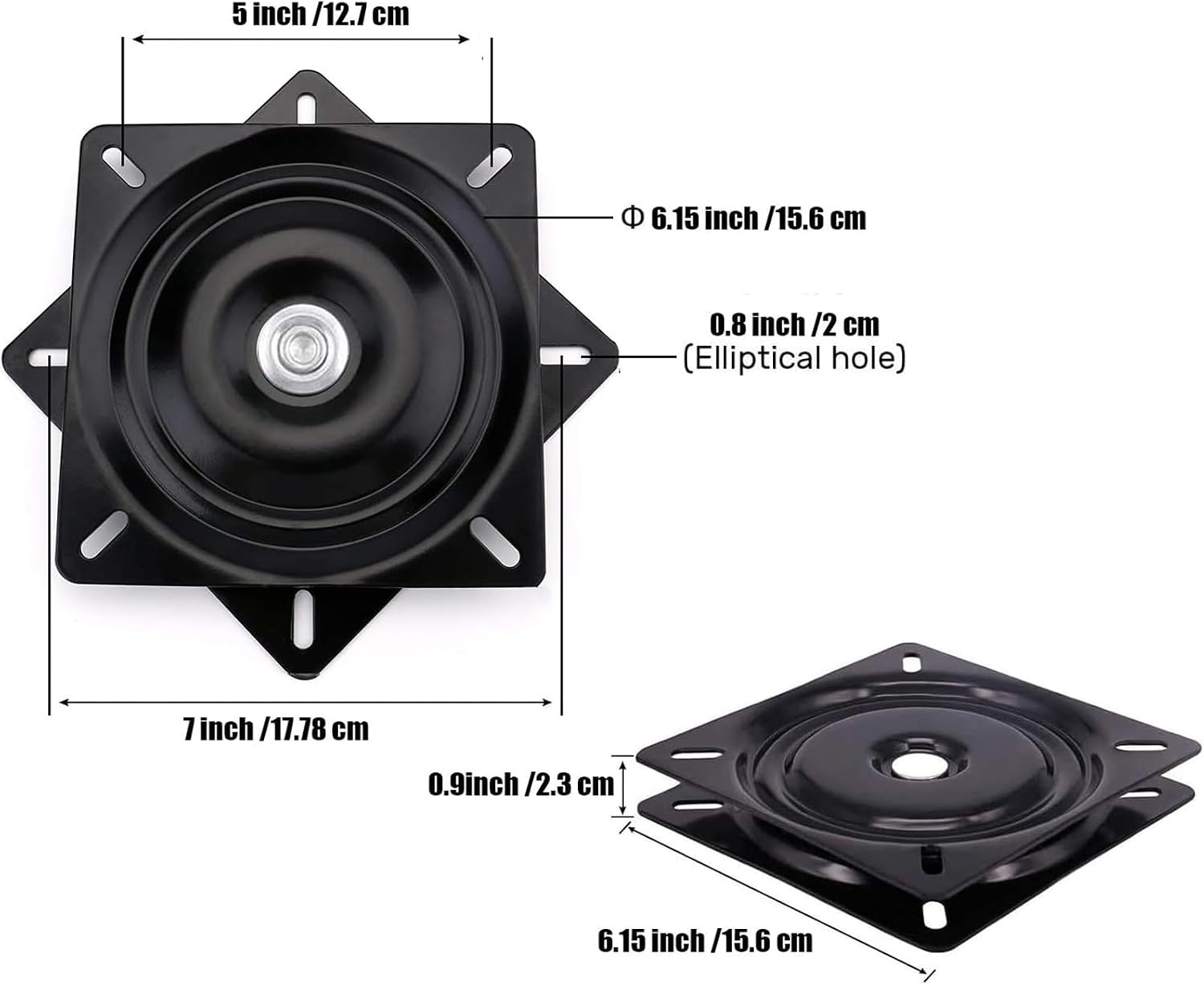 Detalle 2 de Plateau tournant universel LZYKJGS 360° en acier, pour meubles métalliques (156 x 156 x 23 mm)