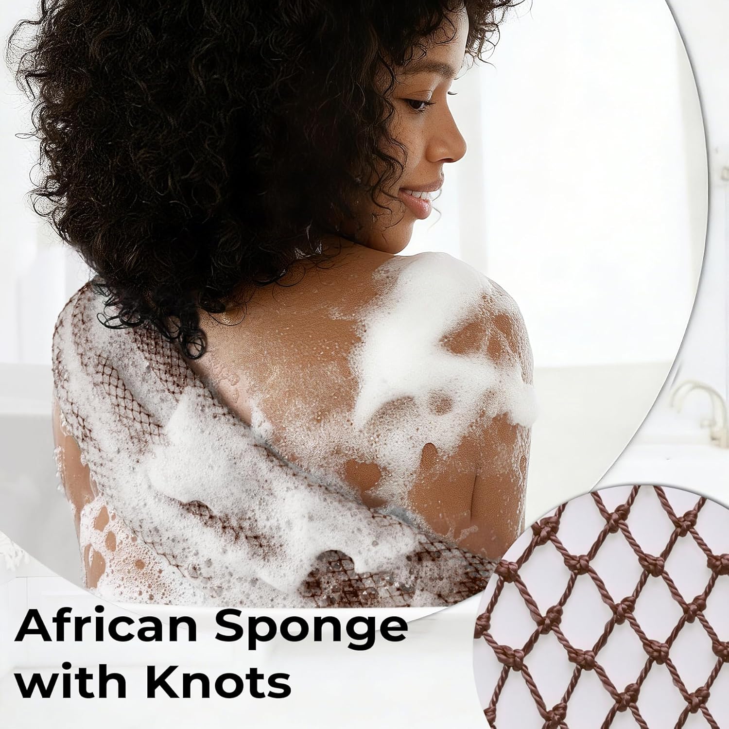 Detalle de African Net Sponge Authentic: 3-Piece Exfoliating Back Scrubber Set