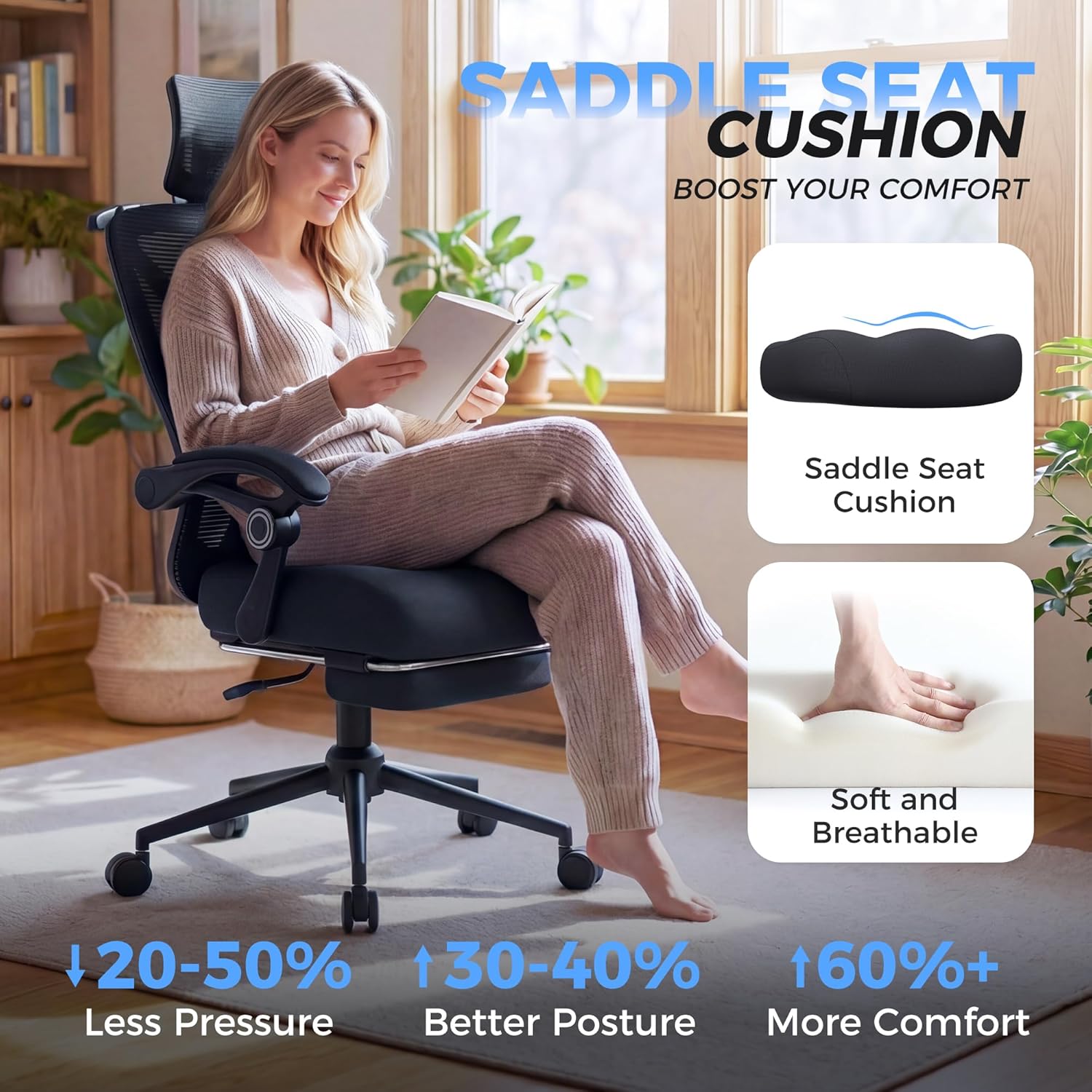 Thumbnail 4 de Ergonomic Office Chair with Footrest 350lbs capacity 💺