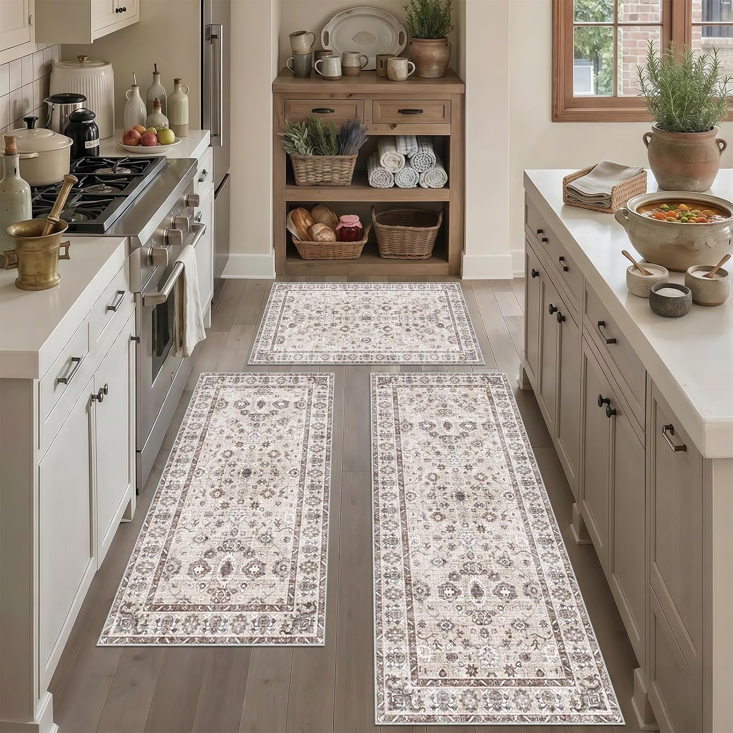 Detalle 2 de Kitchen Mat 3PC Washable Runner Set (2x3, 2x4, 2x5) in Beige