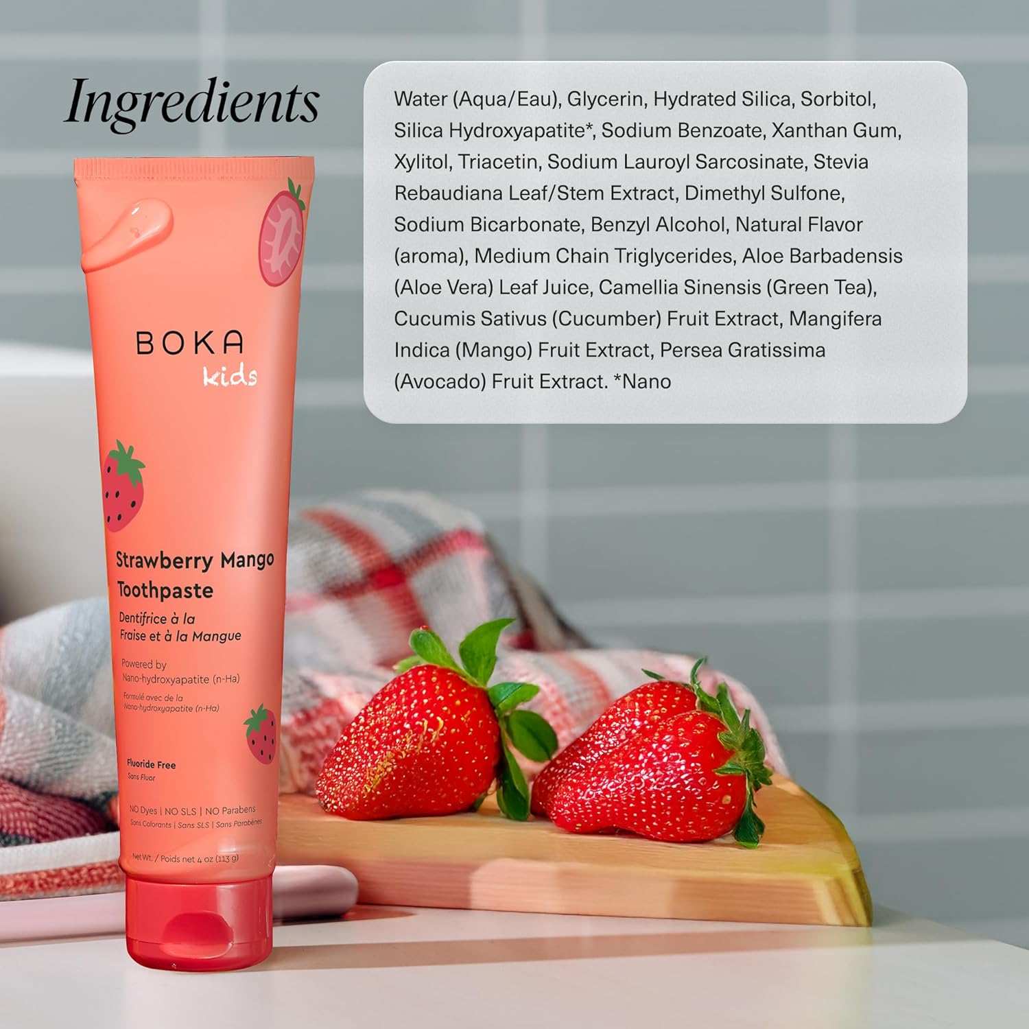 Thumbnail 5 de Boka Fluoride-Free Nano Hydroxyapatite Toothpaste (Strawberry Mango), 4 oz
