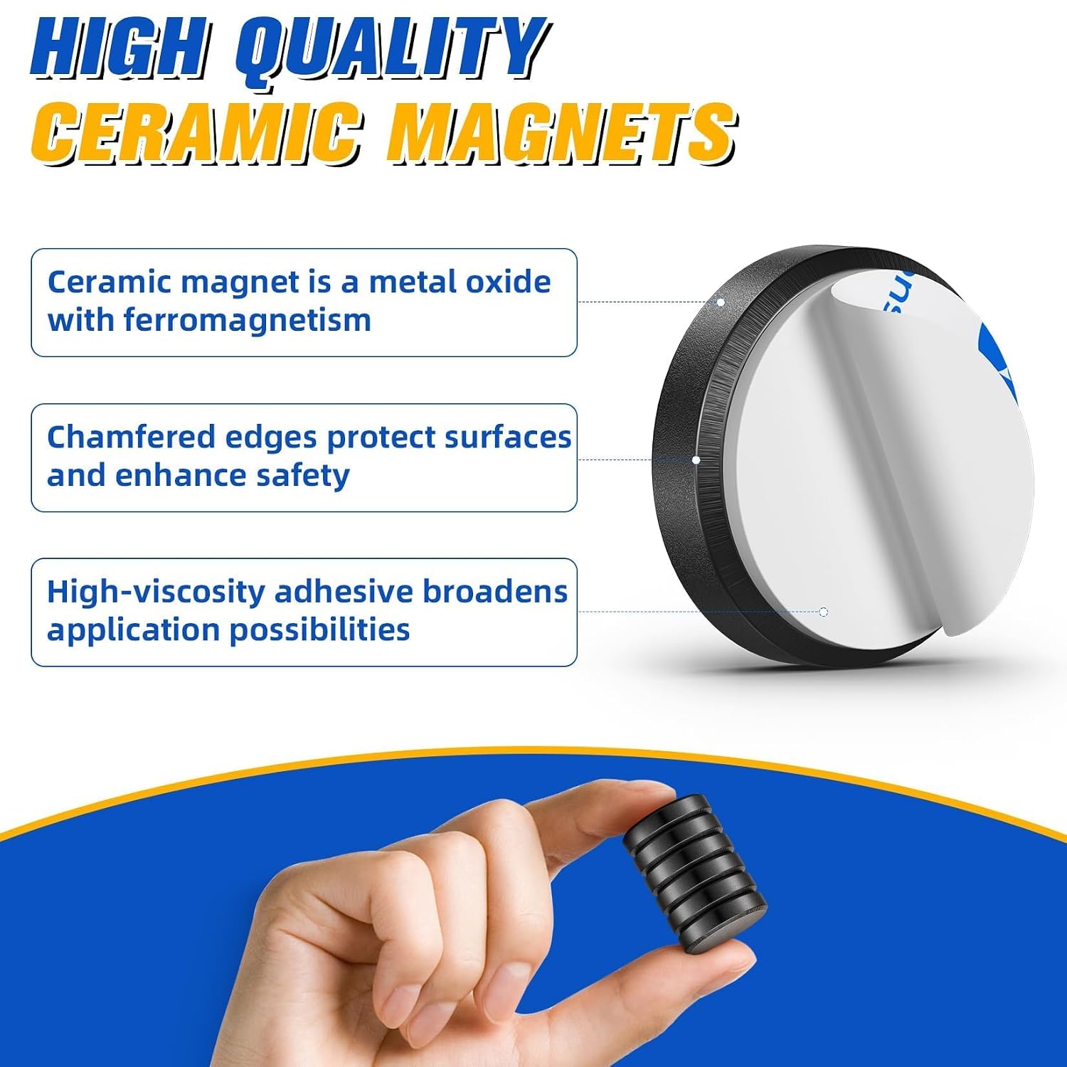 Thumbnail 6 de Grtard 100 Pack Ceramic Magnets for Crafts (small round disc magnets with adhesive backing)