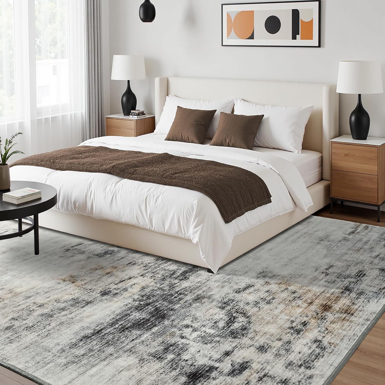 Detalle 2 de Toneed Abstract Area Rug 7x9 washable low-pile rug 🏠