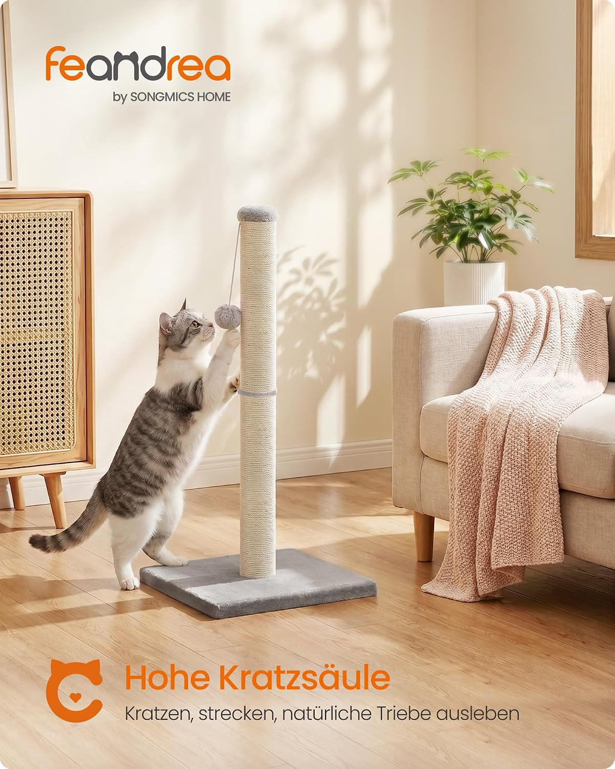 Detalle 2 de Feandrea Cat Scratching Post, Natural Sisal