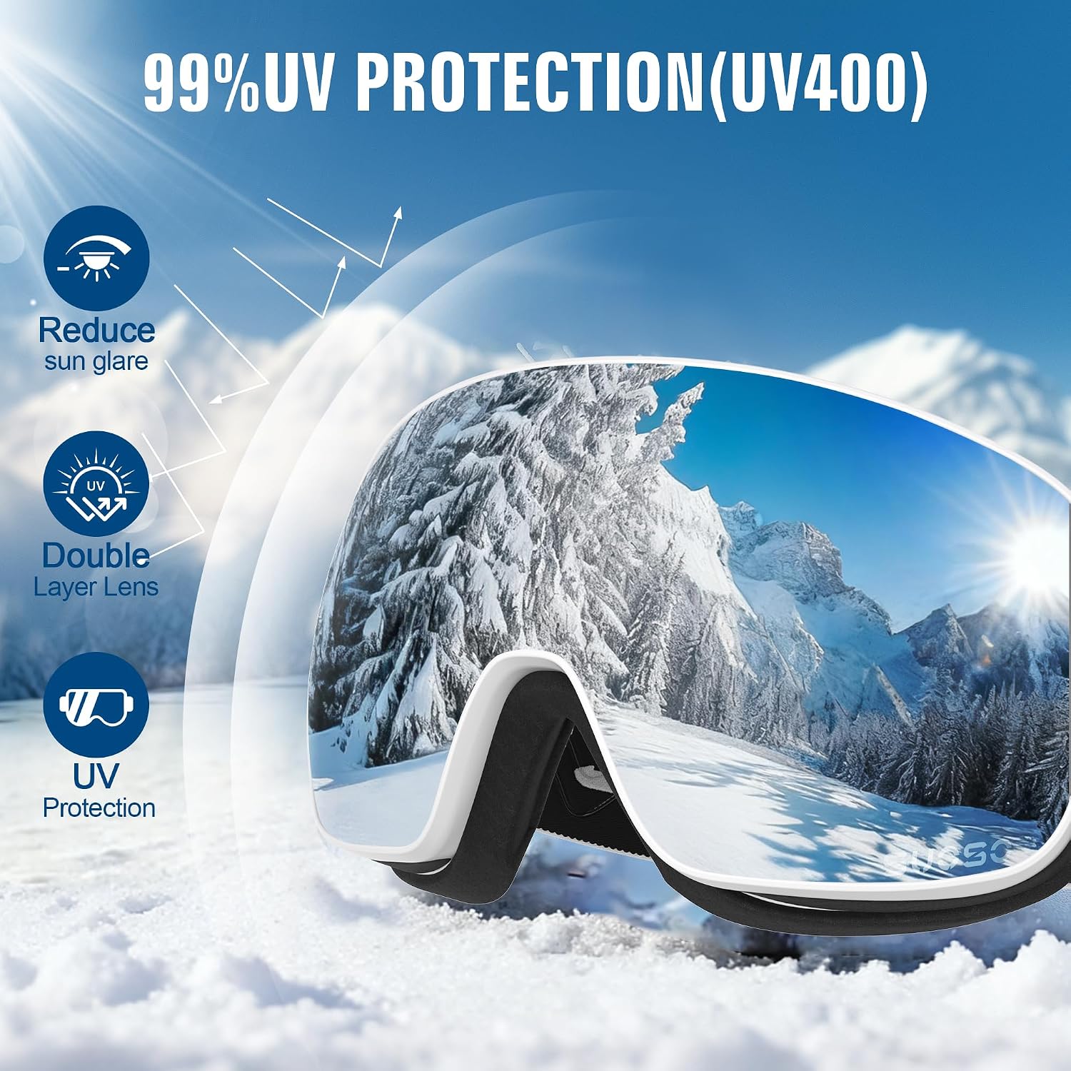Detalle 2 de Suoso Ski Goggles Anti Fog UV400 99.99%