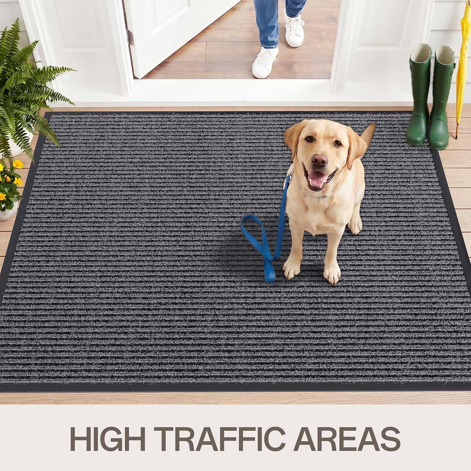 Thumbnail 6 de Amyracel 4'x5' Front Door Mat, Low-Profile Polypropylene with Rubber Backing