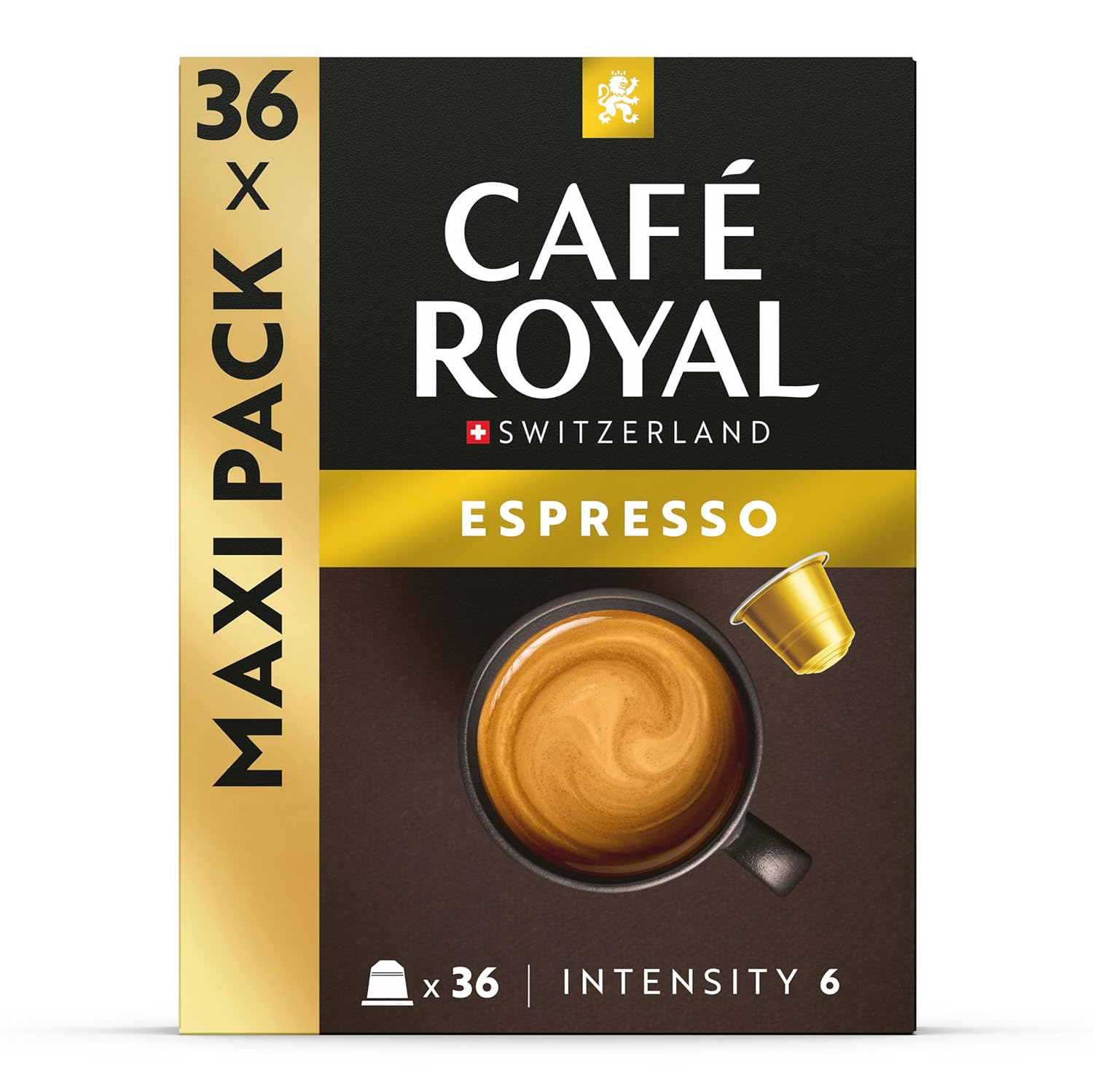 Detalle de Café Royal Espresso – Nespresso-kompatible Kaffeekapseln, 36 Stk, 100 % Arabica, fruchtig, mittlere Röstung, Intensität 6/12