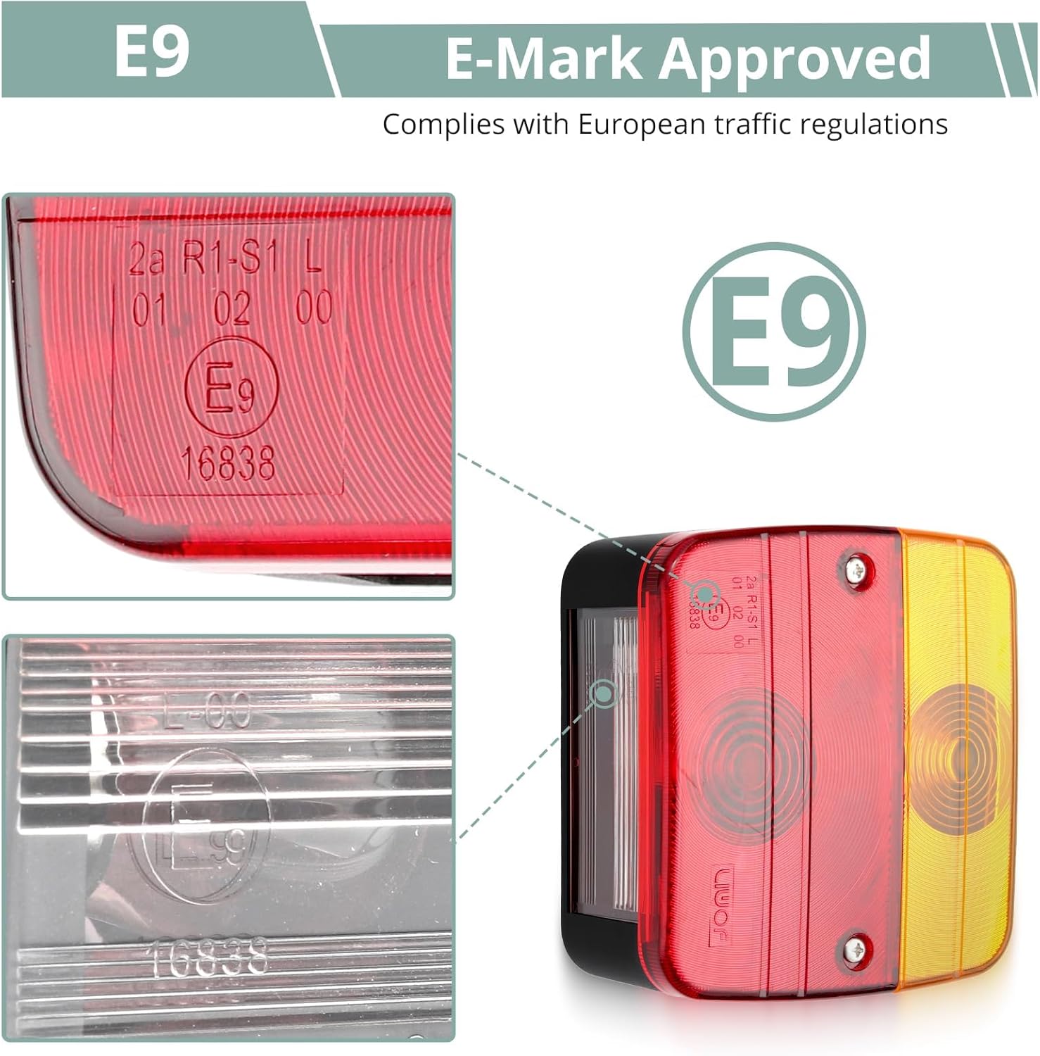 Thumbnail 2 de COLFULINE 2Pcs 12V Magnetic Trailer Tail Lights with 10m Cable and 7-Pin Plug