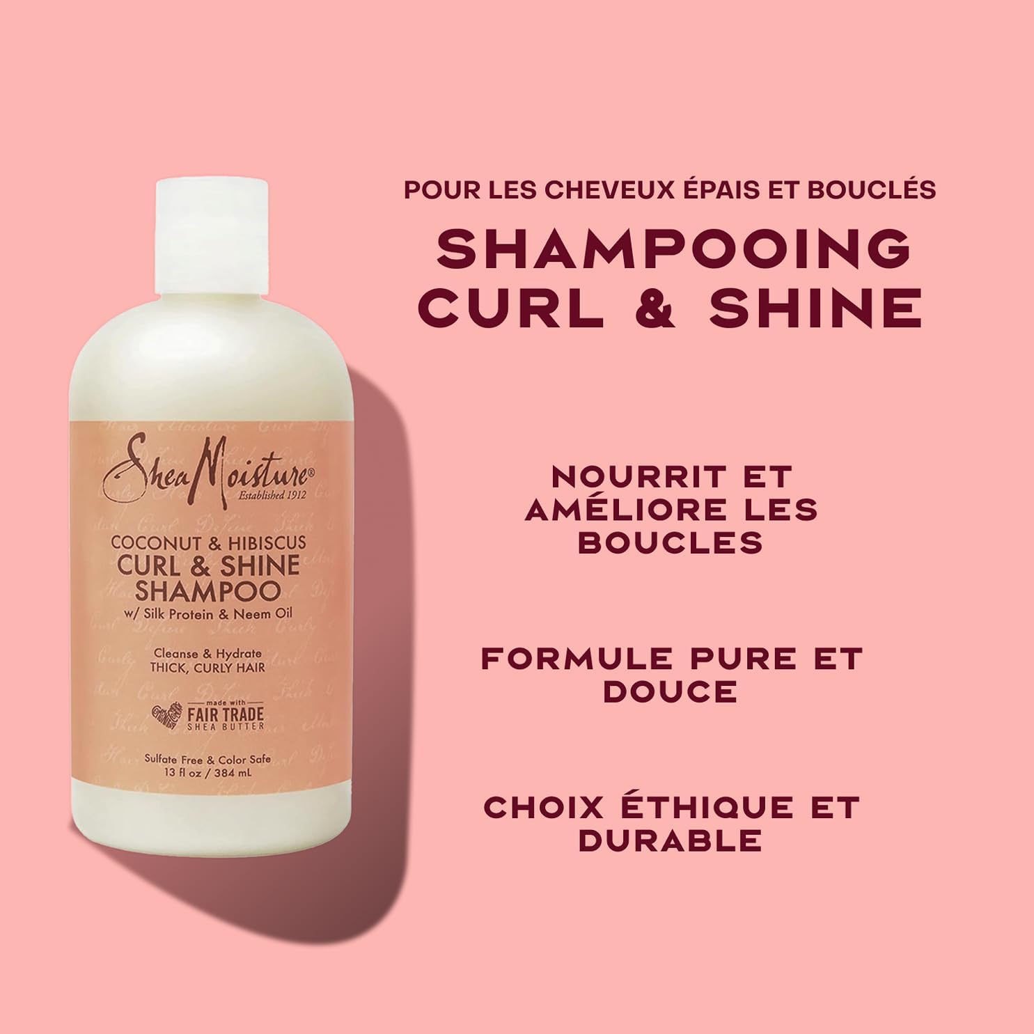Detalle de SheaMoisture Shampooing Noix de Coco & Hibiscus – 384 ml