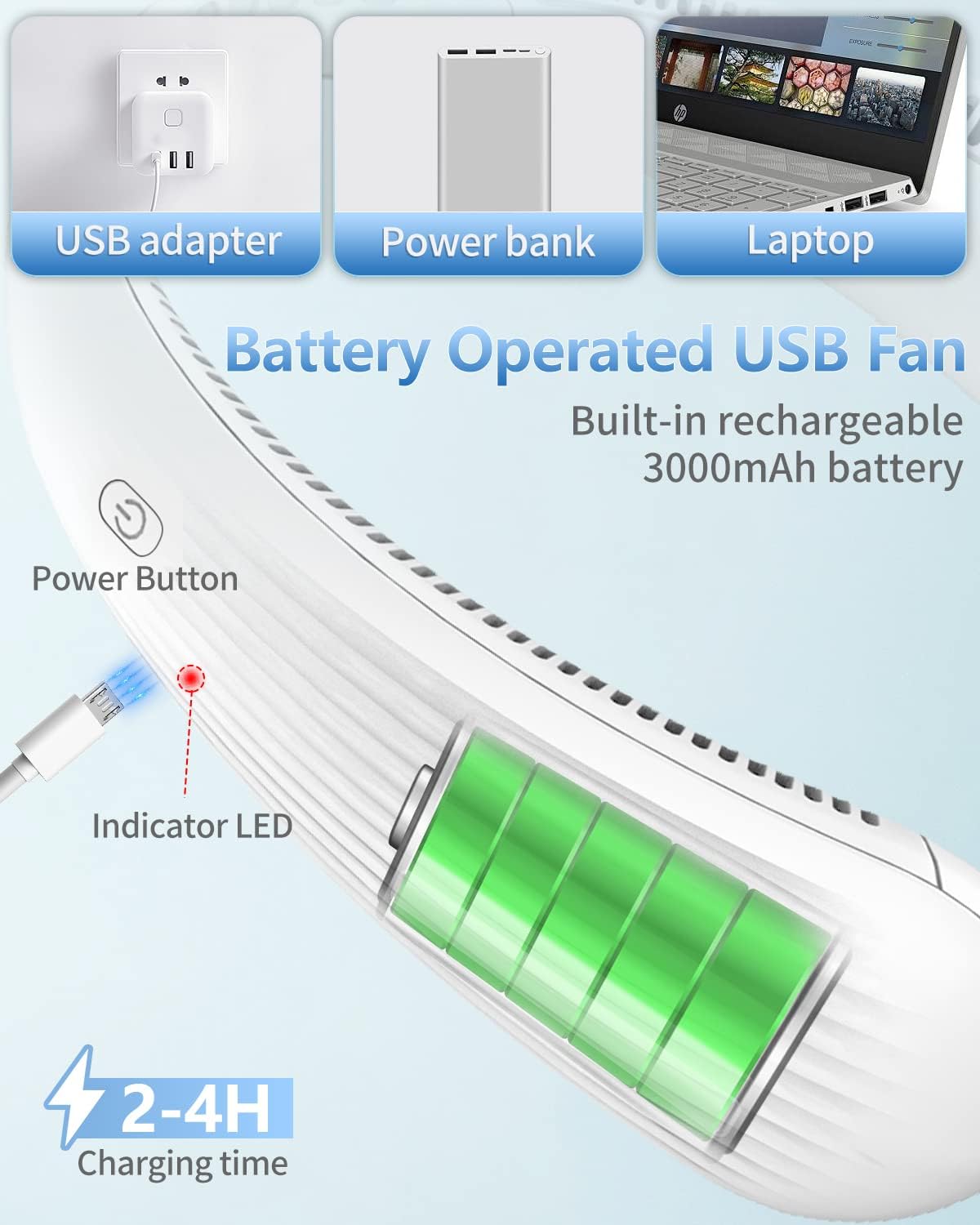 Thumbnail 3 de DDKJ Portable Neck Fan Bladeless, 360° Adjustable – Hands-Free Personal Cooling