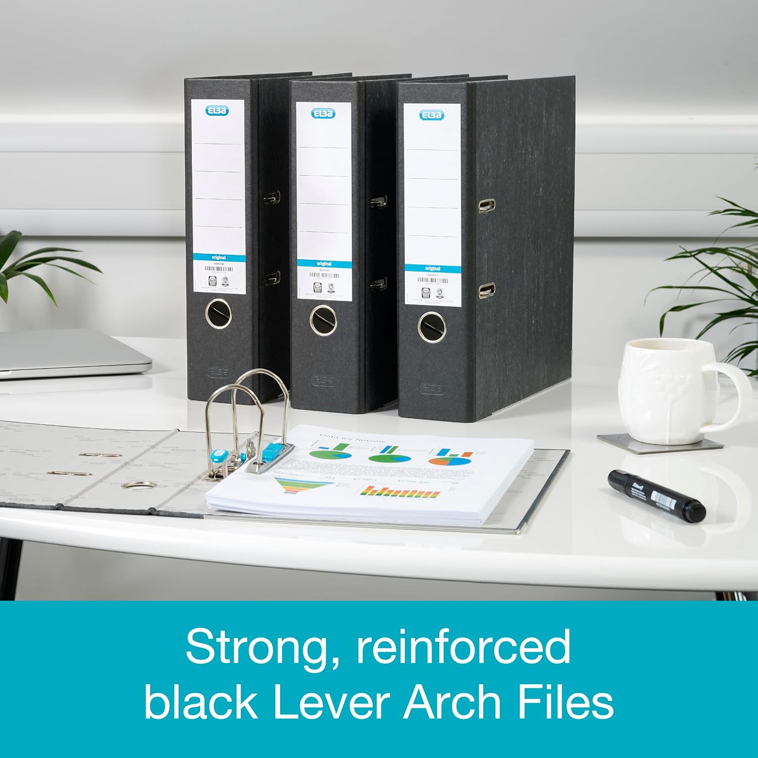 Thumbnail 2 de Elba A4 Lever Arch Files, Black Cloud Effect – 6 Pack