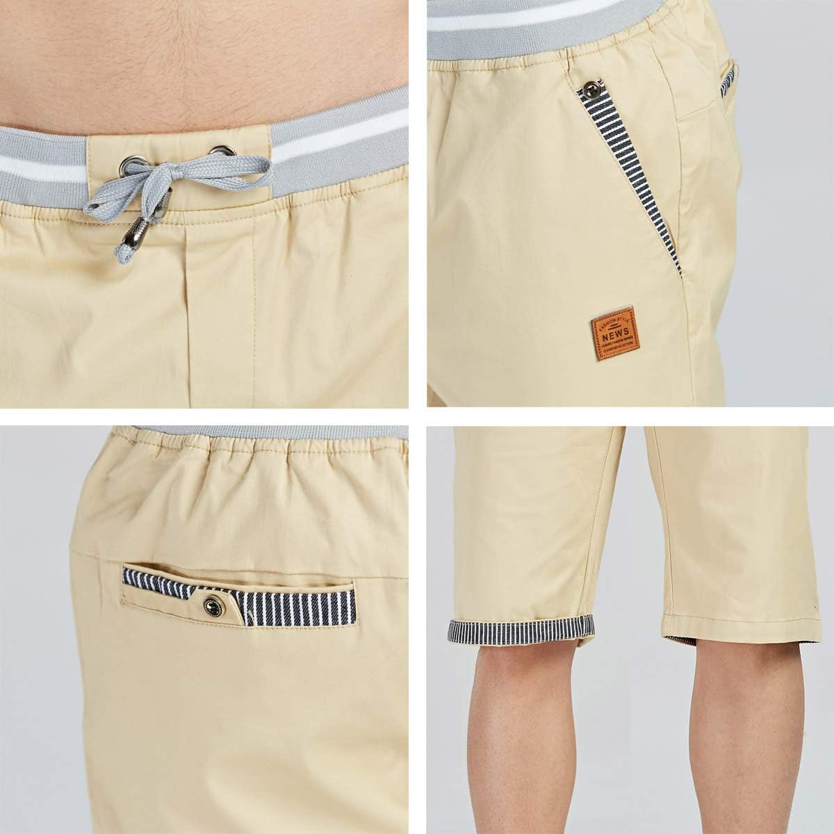 Thumbnail 4 de JustSun Kurze Hosen Herren Shorts Chino Baumwolle Sommer mit Tunnelzug