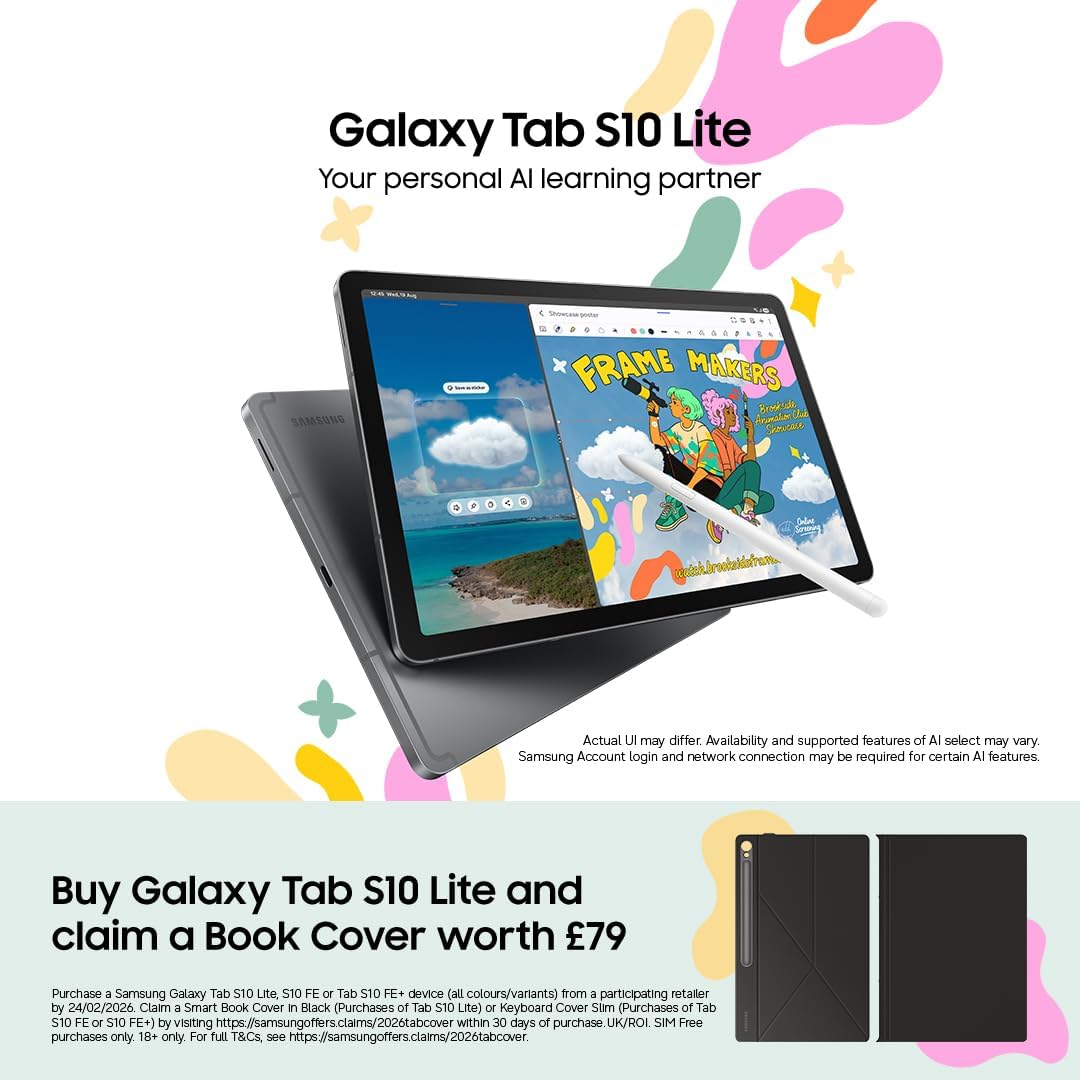 Detalle de Samsung Galaxy Tab S10 Lite AI Tablet (10.9" 90Hz, S Pen Included) – 6GB RAM, 128GB Storage, Silver, UK Version