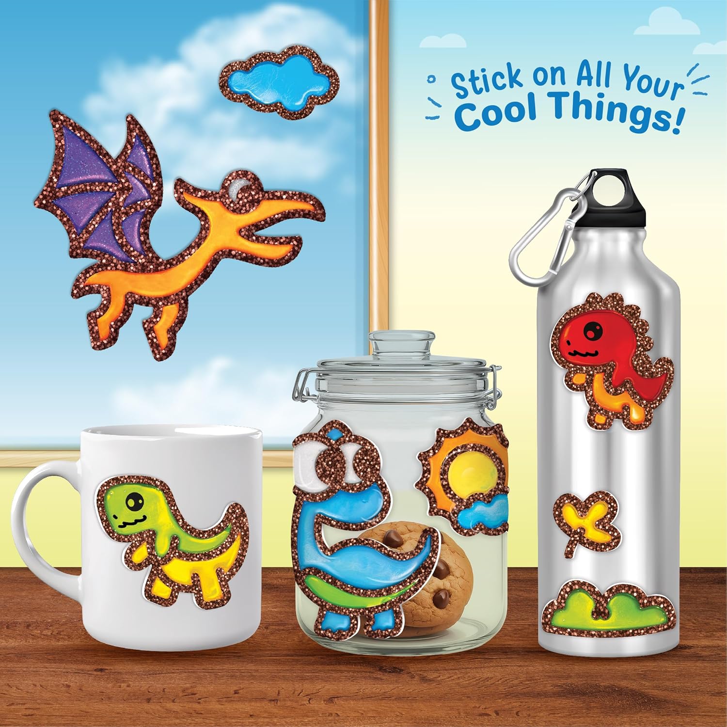 Thumbnail 5 de Imagimake DIY Jelly Stickers - Dino | 25+ Sticker Templates for Mess‑Free Glass Painting