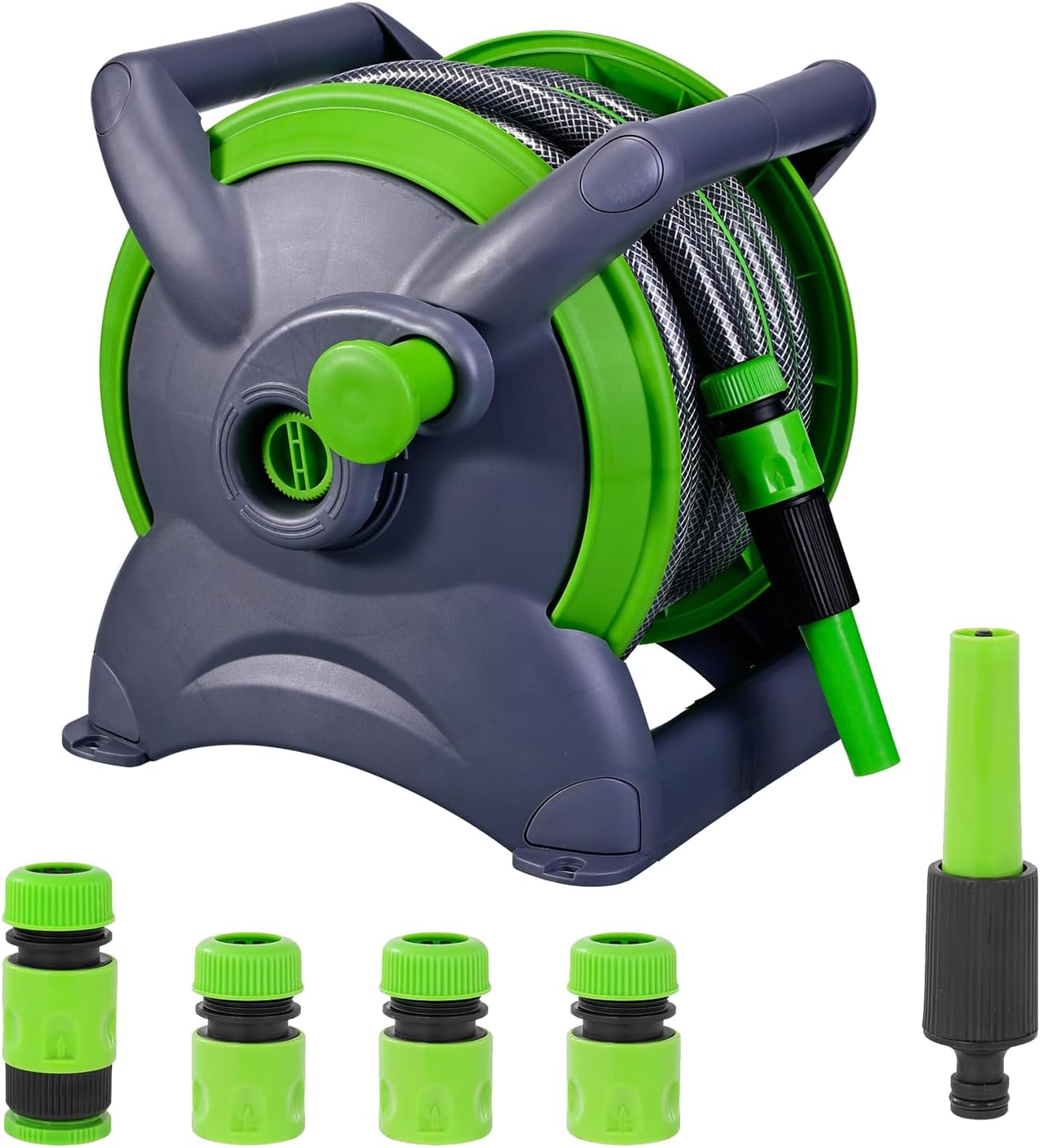 Detalle de Garden Hose Reel 20M (Ø 15 mm): Flexible Rewindable System with 7-Function Nozzle, Wall Mount or Free Standing