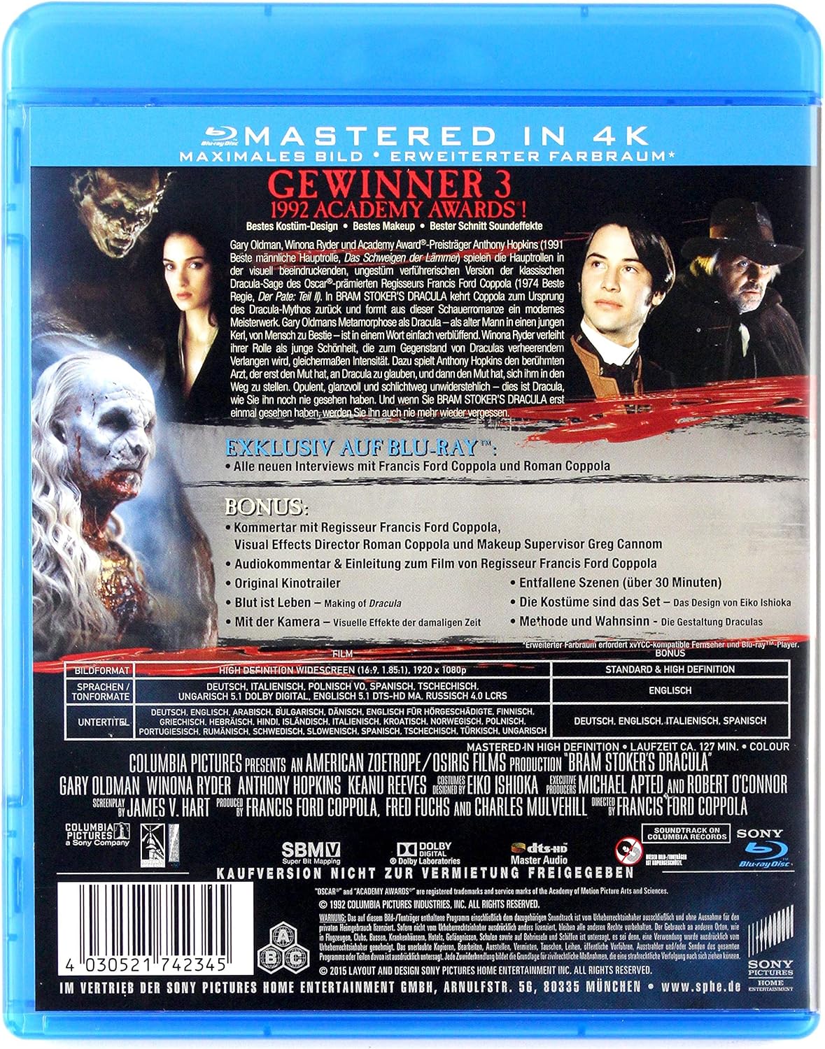 Thumbnail 1 de Bram Stoker's Dracula Deluxe Edition Blu-ray with multi-language audio