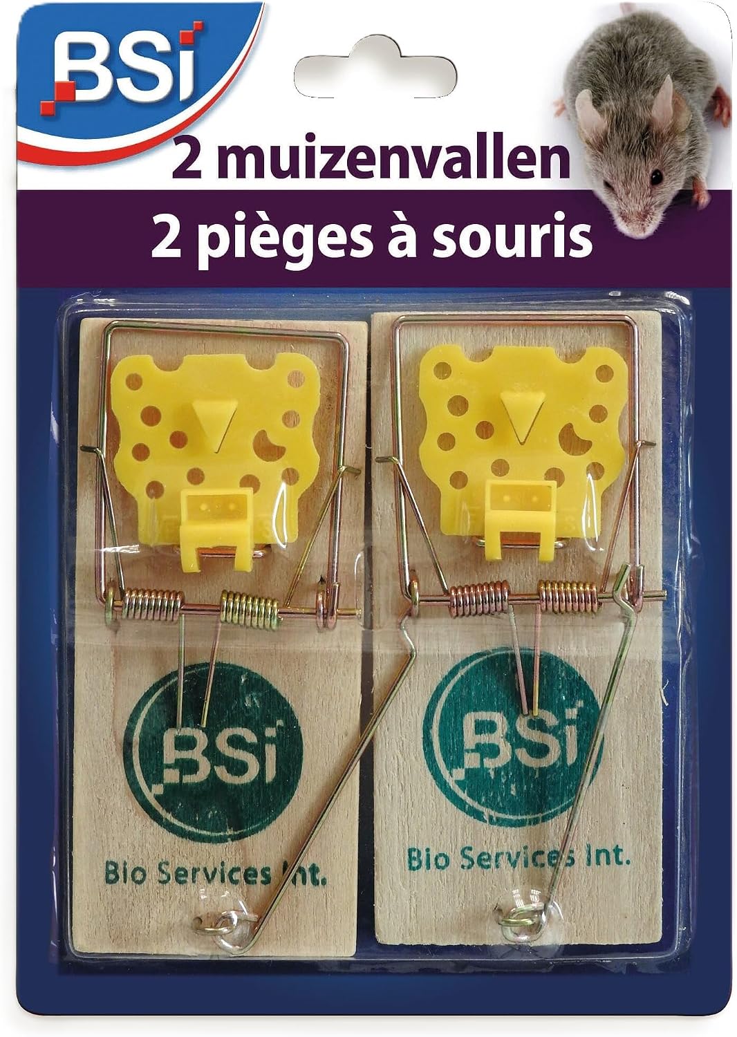 Detalle de BSI Réf 25107 klassisk musfälla i plast, icke-elektrisk, 2-pack
